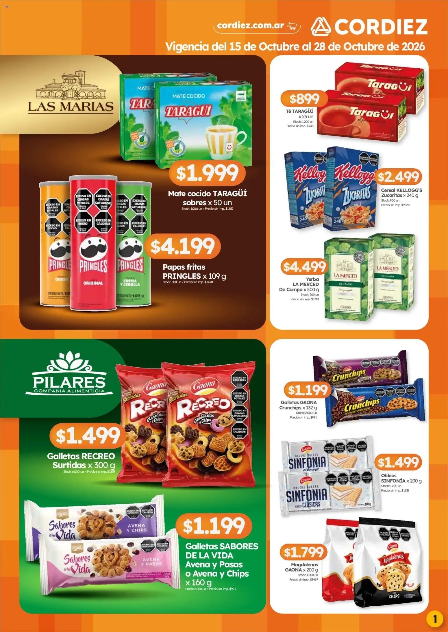 Ofertas de Cordiez - Marcas destacadas || del 15/10/2026 - 28/10/2026 || Catálogo 15 de octubre al 28 de octubre 2026 - Página 1 del catálogo