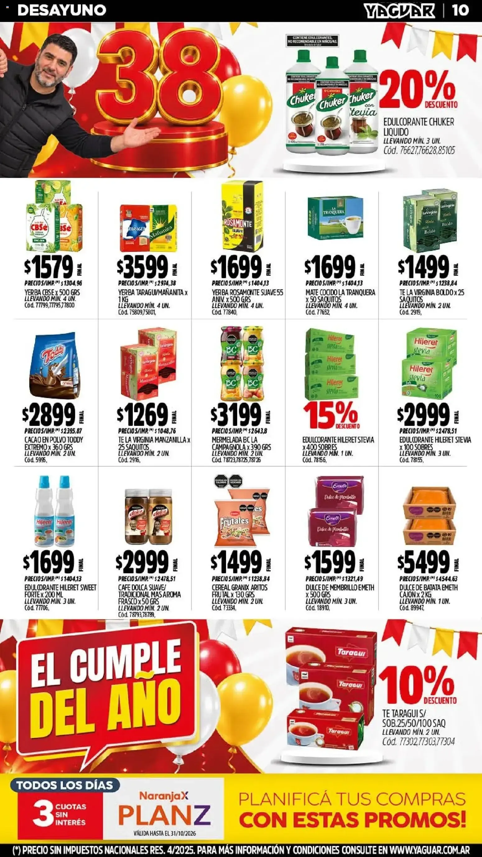 Ofertas de El Cumple del Año 38 - Mayorista Yaguar 19 de octubre al 25 de octubre 2026 - Página 12 del catálogo