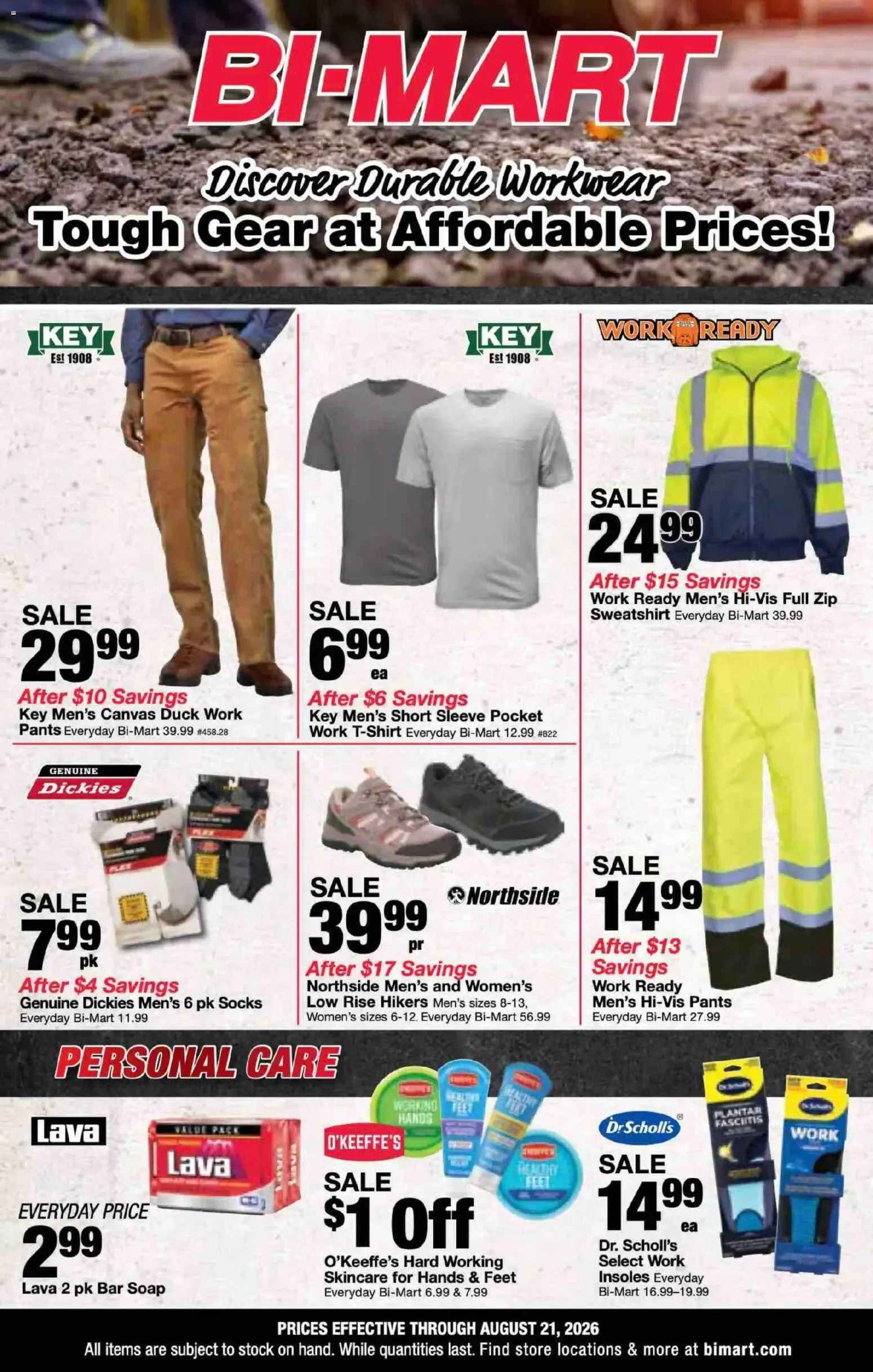 Weekly ad Bi-Mart: Discover Durable Workwear & Tough Gear at Affordable Prices! from August 10 to August 21 2026 - Page 1