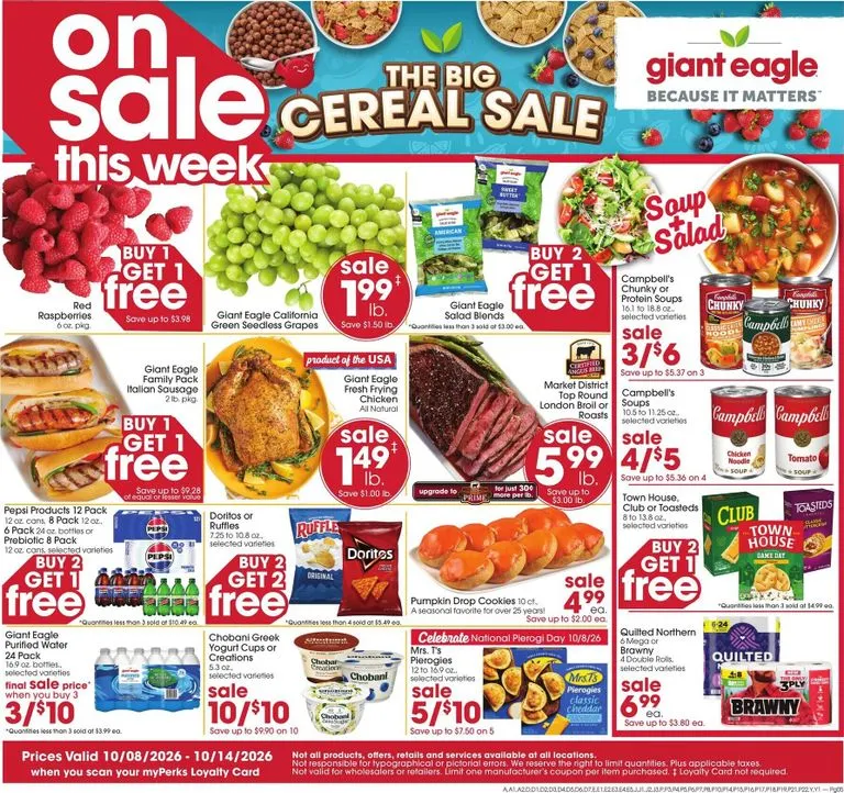 Current Giant Eagle leaflet valid from Thursday 10/08/2026 to Wednesday 10/14/2026