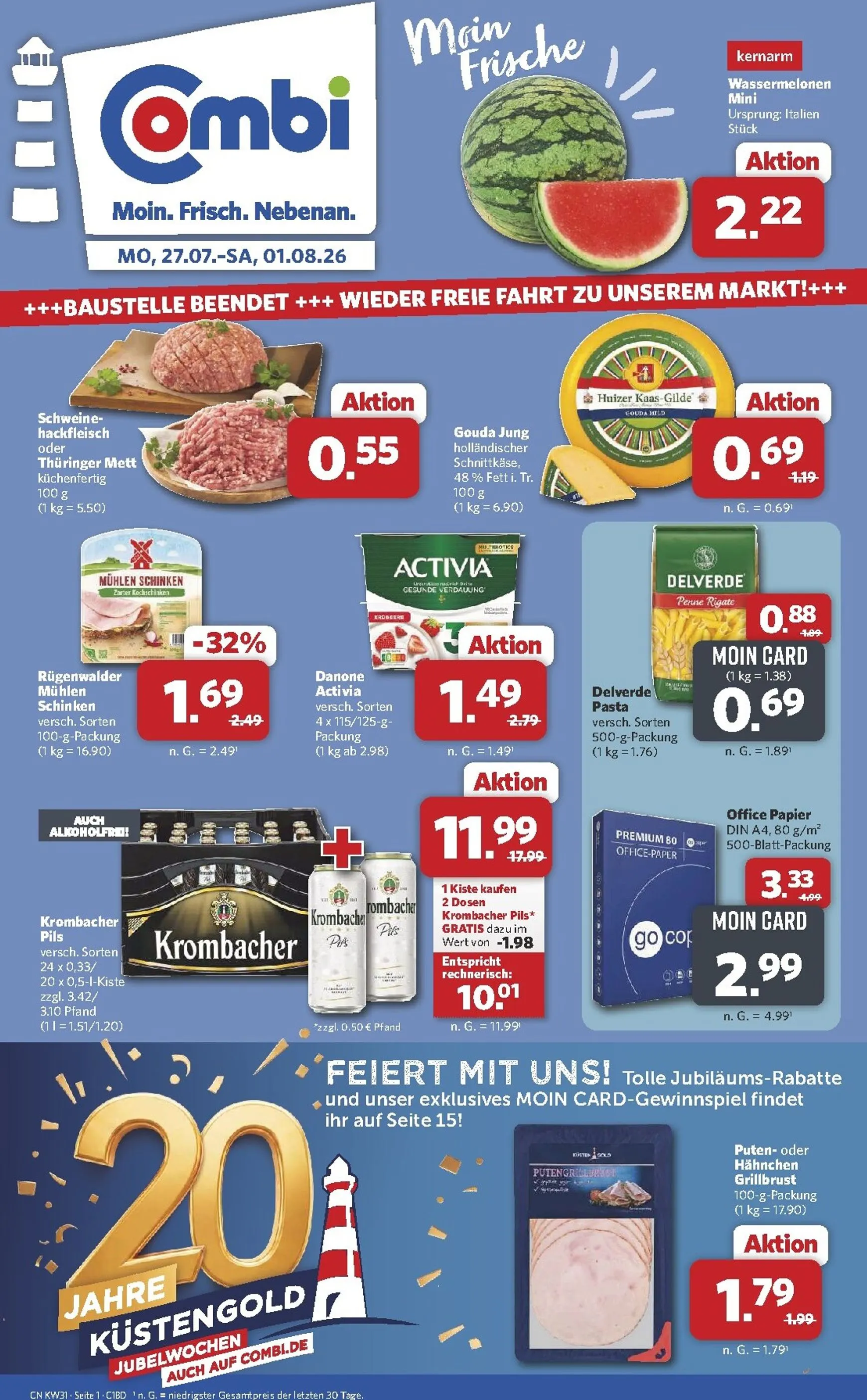 Combi Prospekt – von Montag 27.07.2026 bis Samstag 01.08.2026 von 27. Juli bis 1. August 2026 - Prospekt seite 1