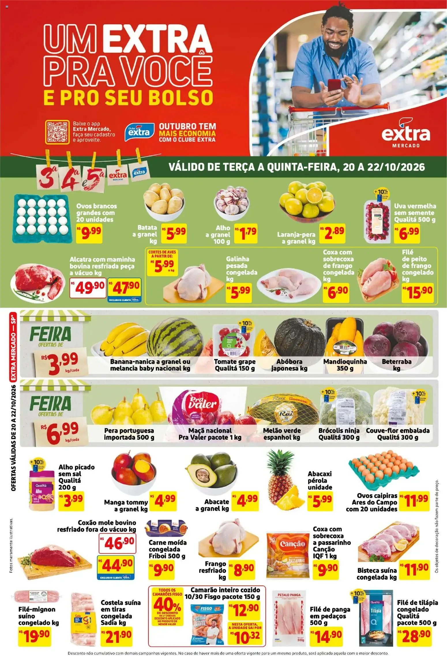 Encarte de Folheto Extra ofertas de Mercado Terça e Quinta de 20/10/2026 | Promoção 20 de outubro até 22 de outubro 2026 - Pagina 1