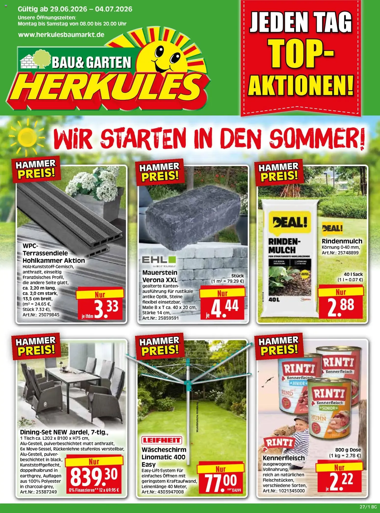 HERKULES Bau & Garten (ab 29.06.2026) zum Blättern von 29. Juni bis 4. Juli 2026 - Prospekt seite 1