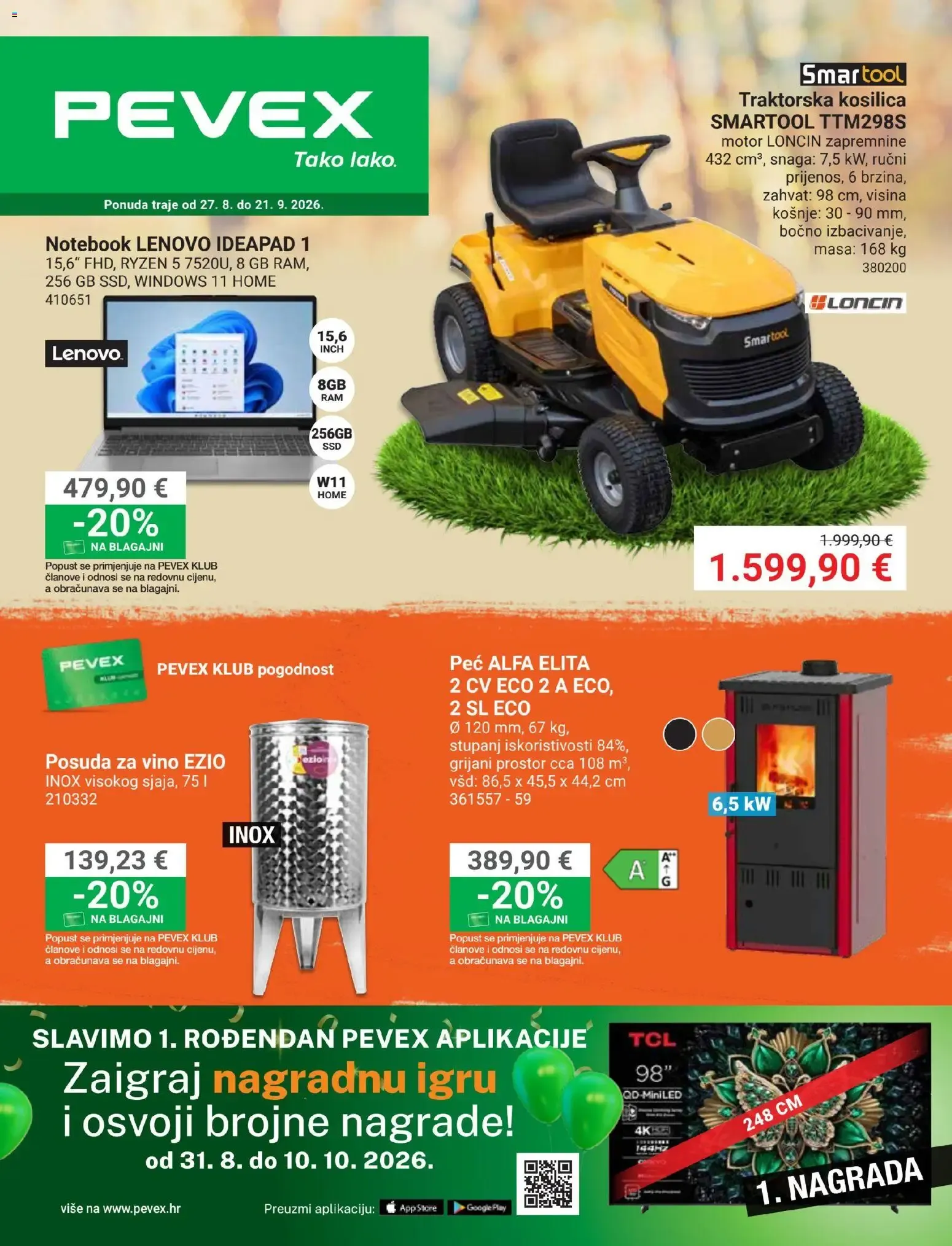 Katalog Pevex Katalog novi od 27.08.2026 na listanje > letak digitalni od 27. kolovoza do 21. rujna 2026. - Pregled Stranica 1
