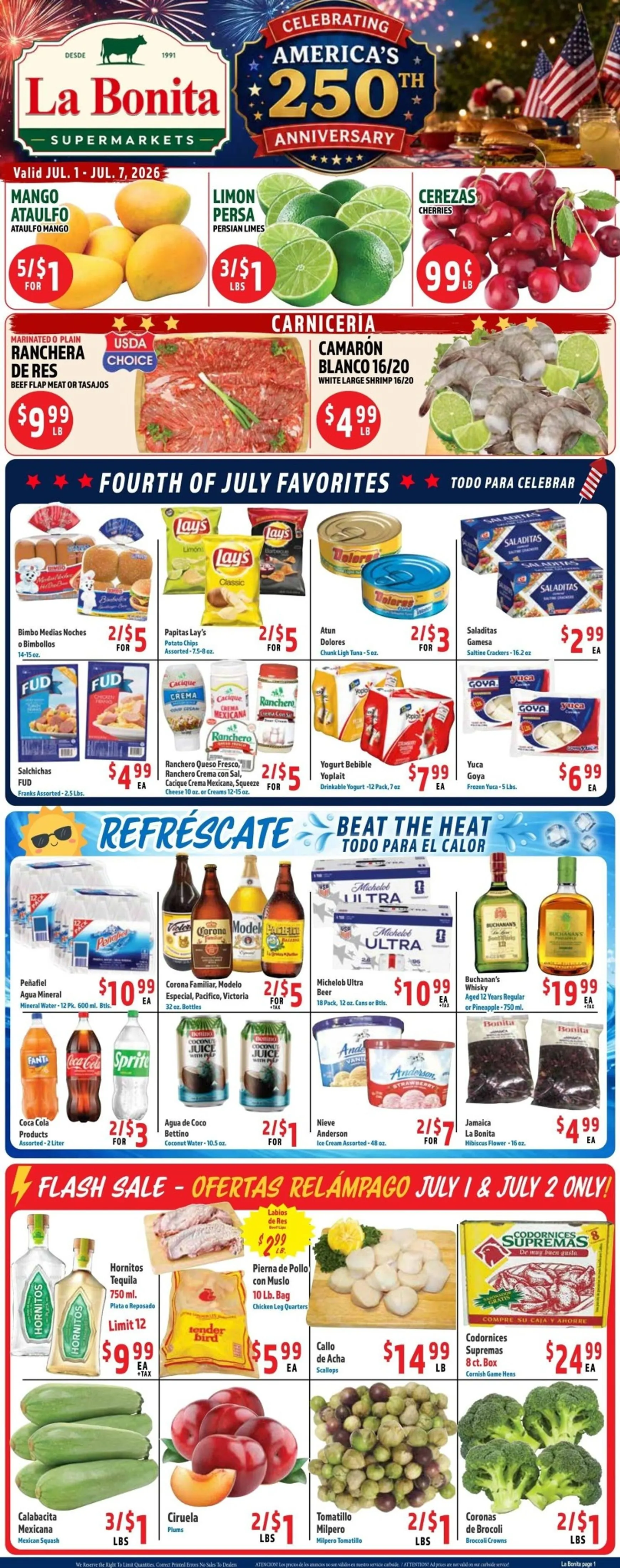 Weekly ad La Bonita Supermarkets - Ofertas Válidas del 1 al 7 de Julio de 2026 from July 1 to July 7 2026 - Page 1