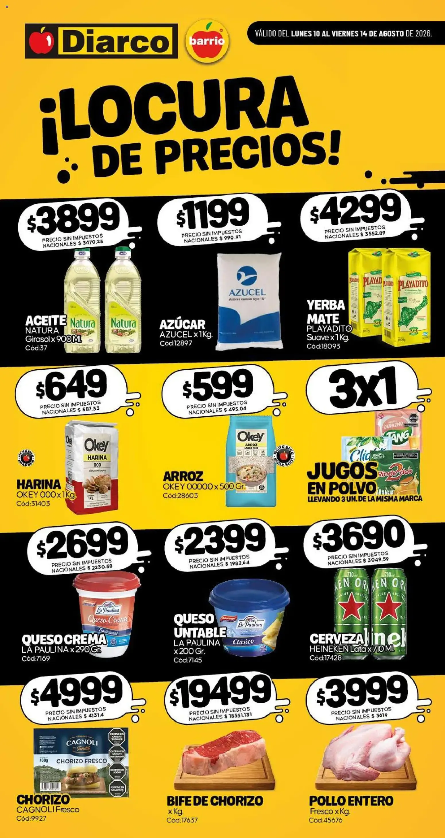 Ofertas de Diarco - Especial Locura De Precios del 10/08/2026 - 14/08/2026 10 de agosto al 14 de agosto 2026 - Página 1 del catálogo