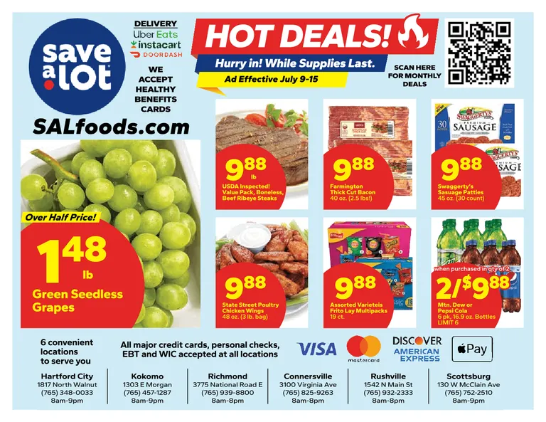Current Save a Lot - Hot Deals leaflet valid from Thursday 07/09/2026 to Wednesday 07/15/2026