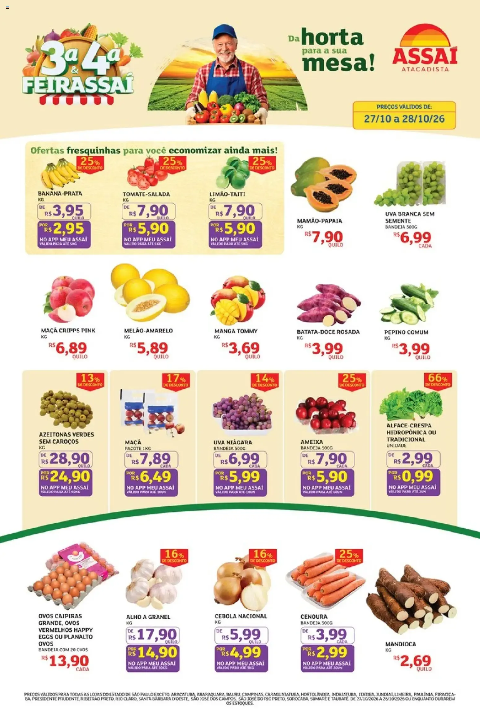 Encarte de Assaí Atacadista - 3ª e 4ª Feirassai de ofertas de hortifruti 27 de outubro até 28 de outubro 2026 - Pagina 1
