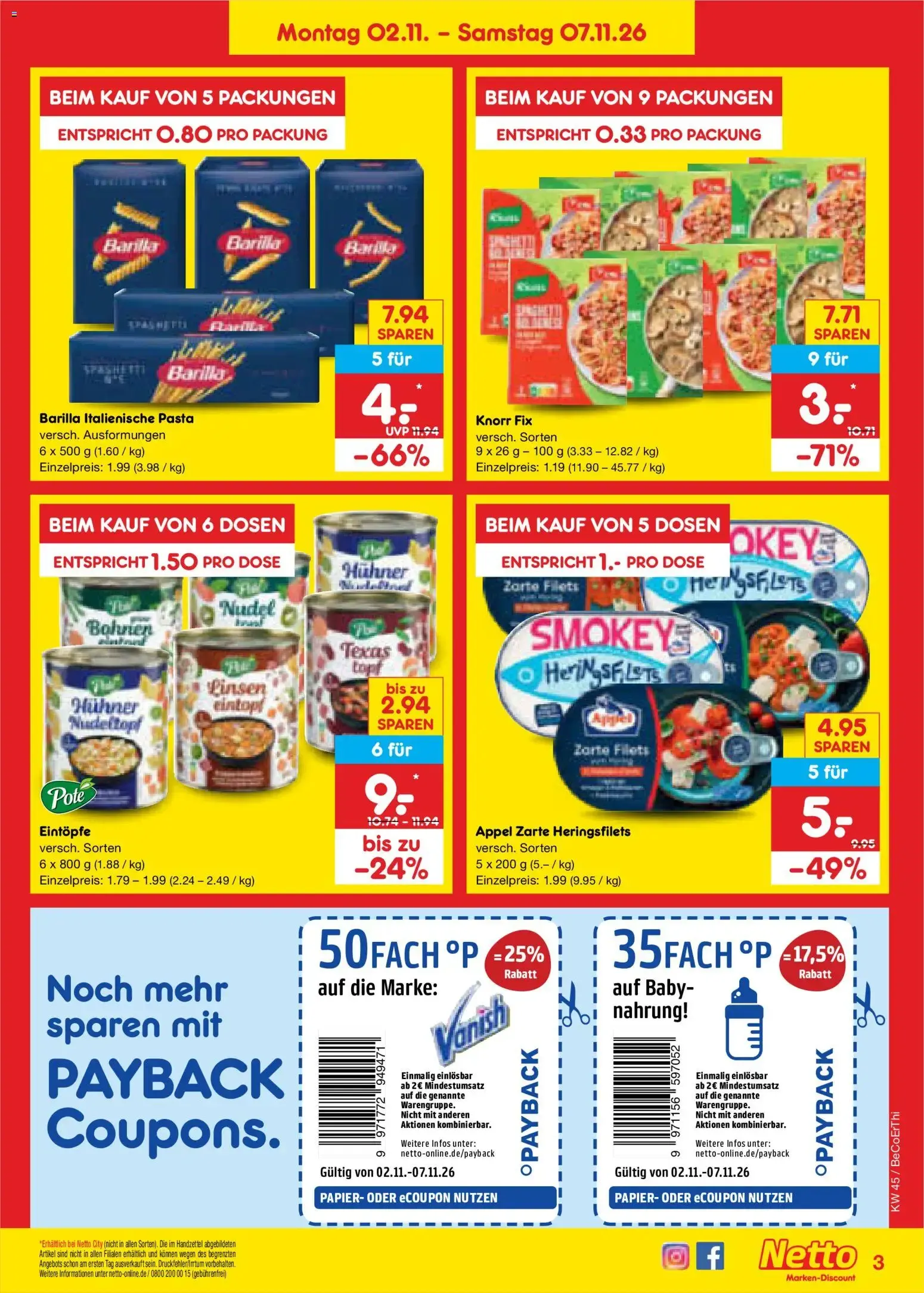 Netto Marken-Discount Prospekt (ab 02.11.2026) » Angebote von 2. November bis 7. November 2026 - Prospekt seite 3