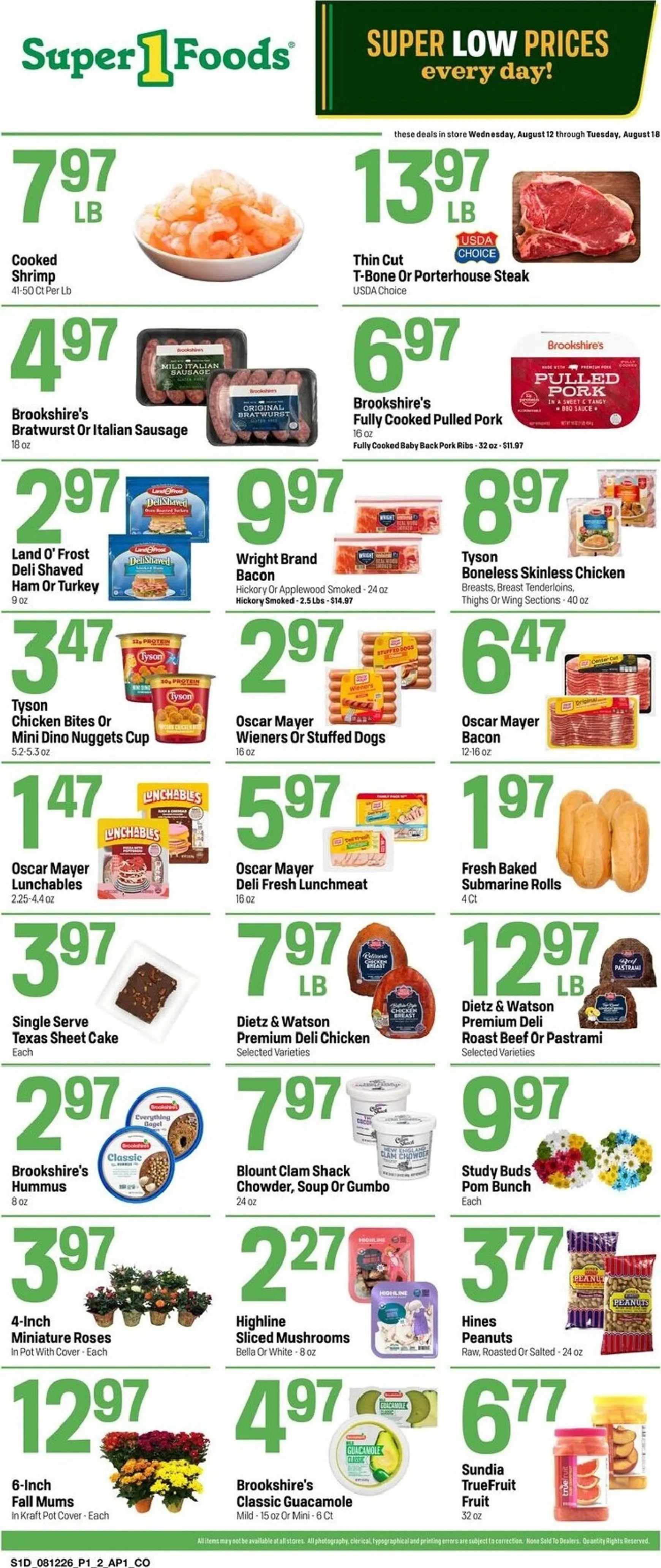 Weekly ad Super 1 Foods from August 12 to August 18 2026 - Page 1