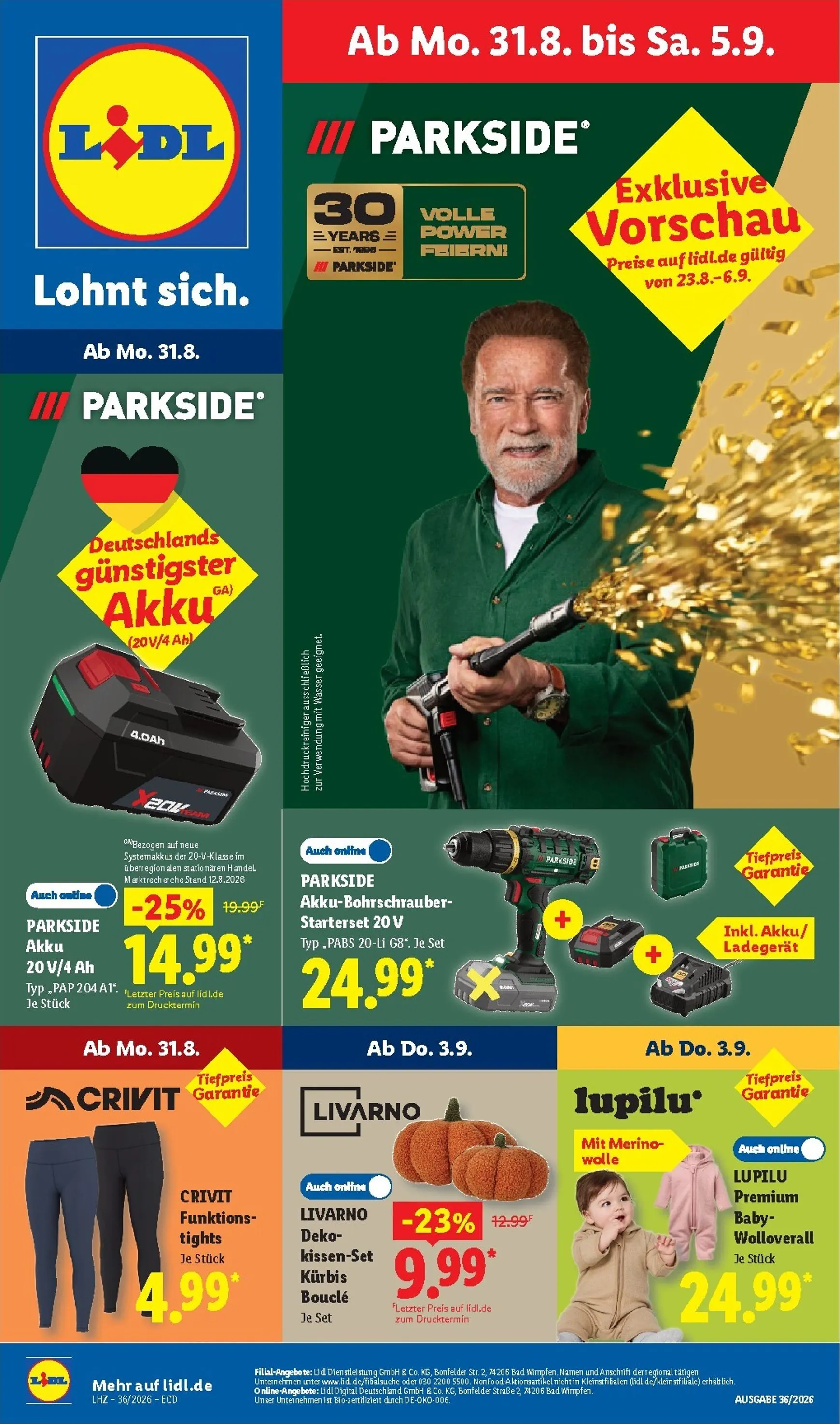 Lidl - Nonfood Prospekt nächste Woche – von Montag 31.08.2026 bis Samstag 05.09.2026 von 31. August bis 5. September 2026 - Prospekt seite 1
