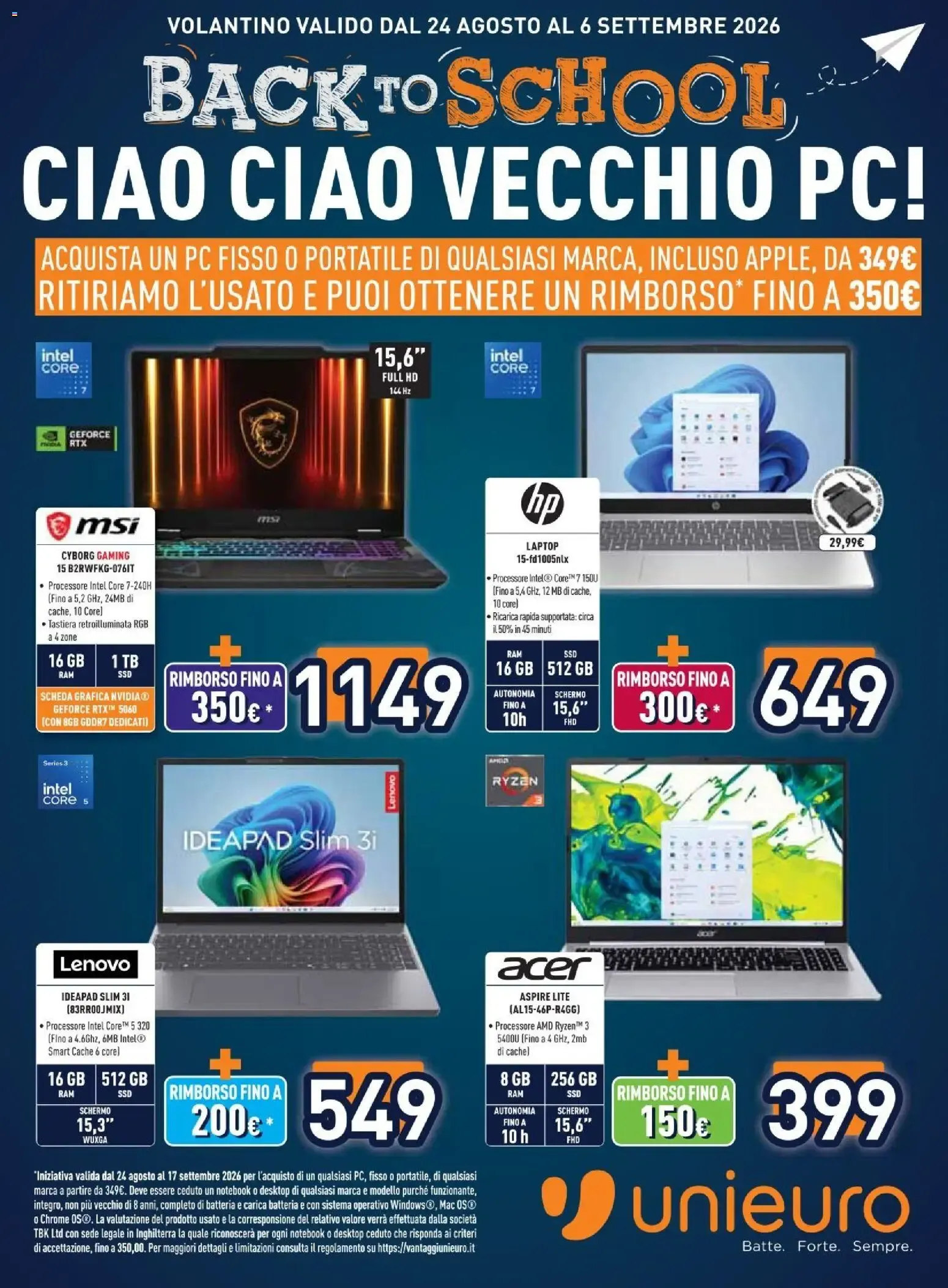 Nuovo Unieuro volantino dal 24/08/2026 > offerte anteprima 🛍️