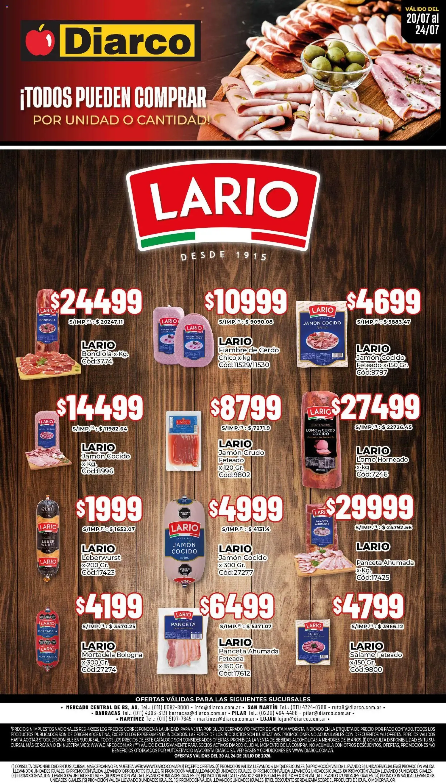 Ofertas de Diarco - Especial Lario del 20/07/2026 - 24/07/2026 20 de julio al 24 de julio 2026 - Página 1 del catálogo