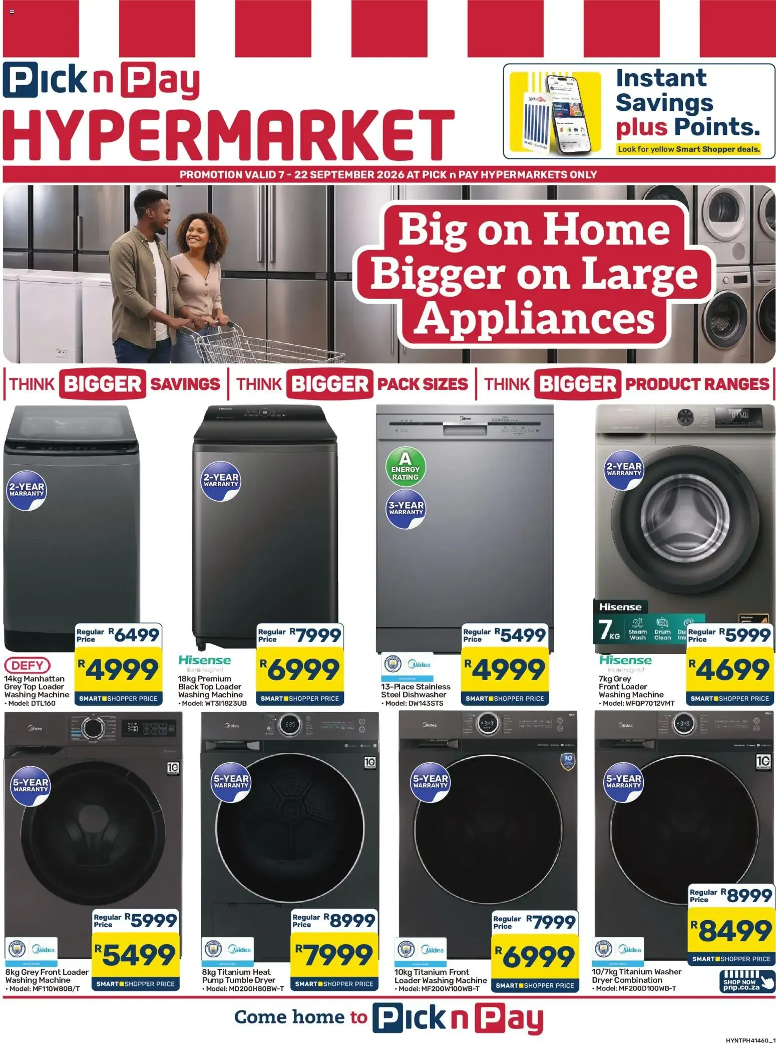 Pick n Pay - Hypermarket Large Appliances Specials (07/09/2026 - 22/09/2026) Online from 7 September to 22 September 2026 - Catalogue Page 1
