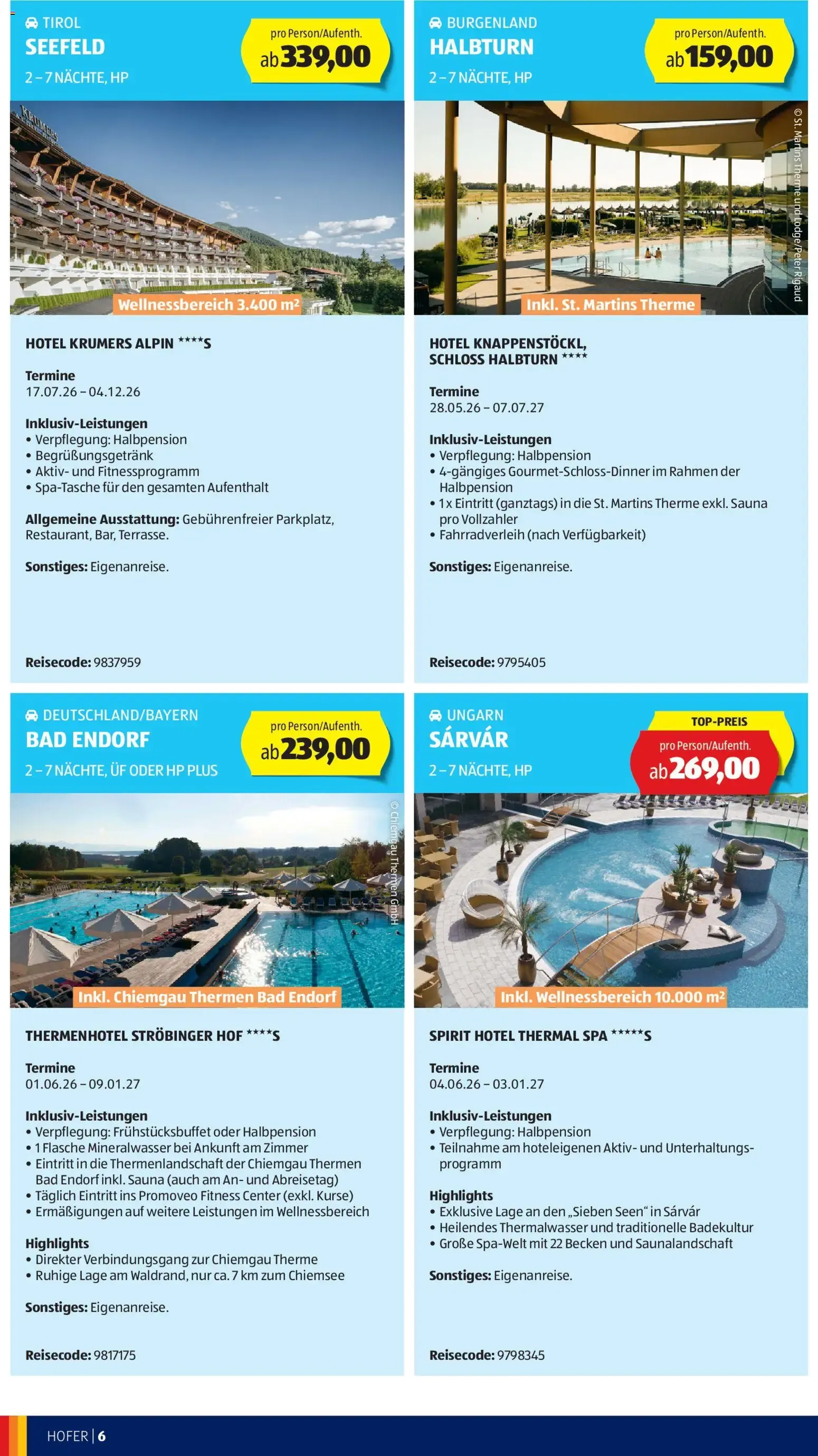 Hofer Sommerdeals Hofer Reisen ab 27.05.2026 - Angebote, Aktionen von 27. Mai bis 30. Juni 2026 - Flugblätt seite  6