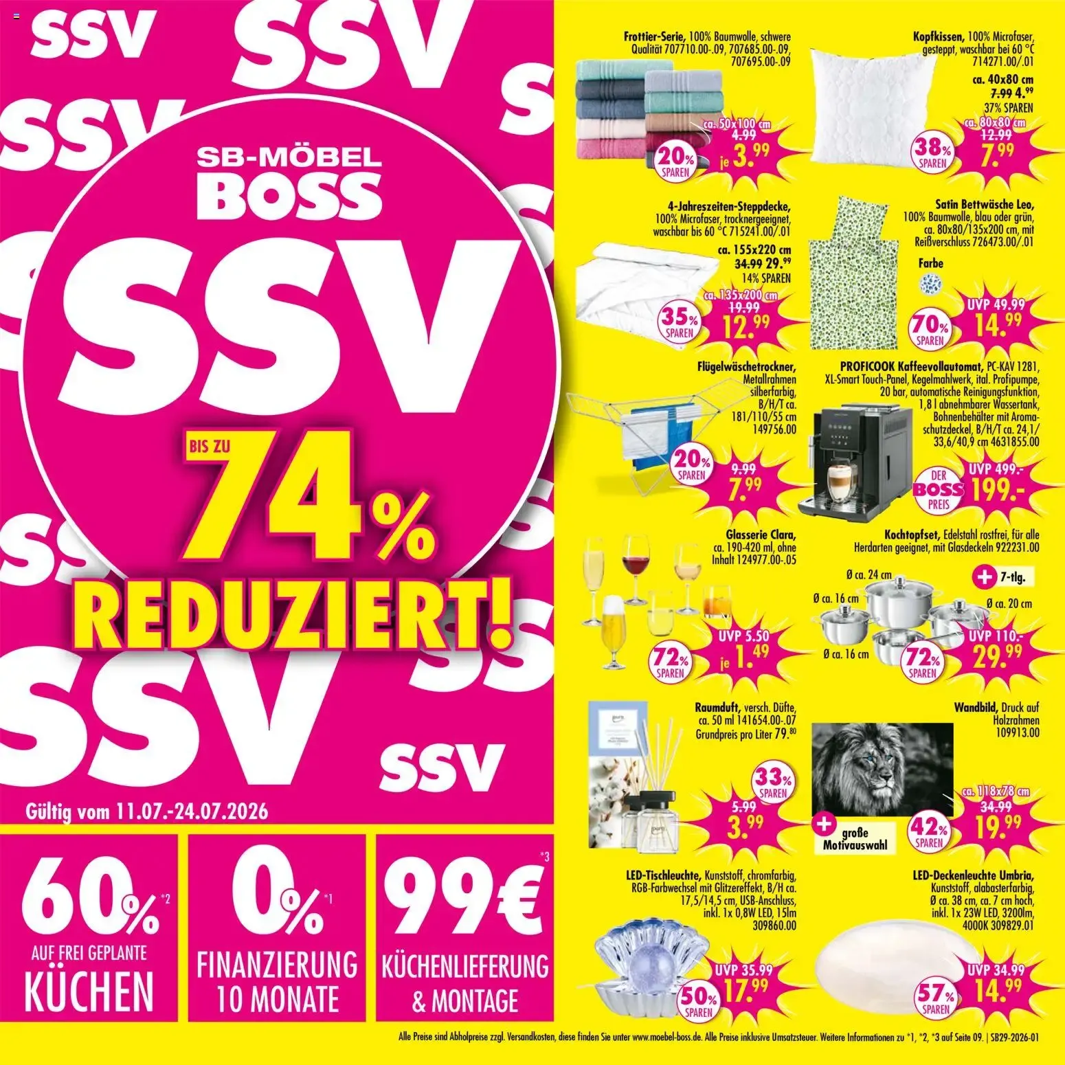 SB Möbel Boss Prospekt (ab 11.07.2026) zum Blättern von 11. Juli bis 24. Juli 2026 - Prospekt seite 1