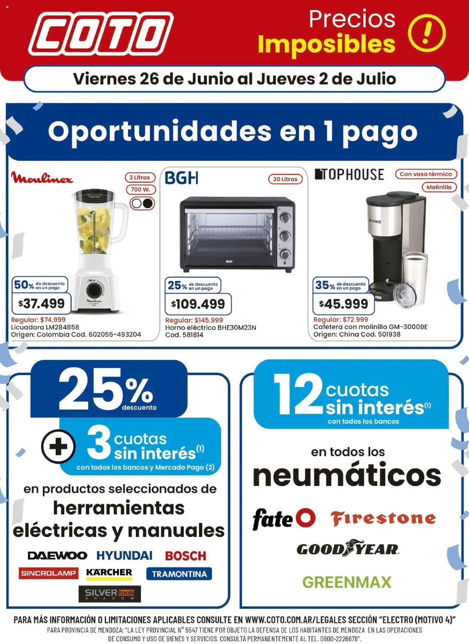 Ofertas de Coto - Precios Imposibles! Oportunidades en 1 pago 26 de junio al 2 de julio 2026 - Página 1 del catálogo