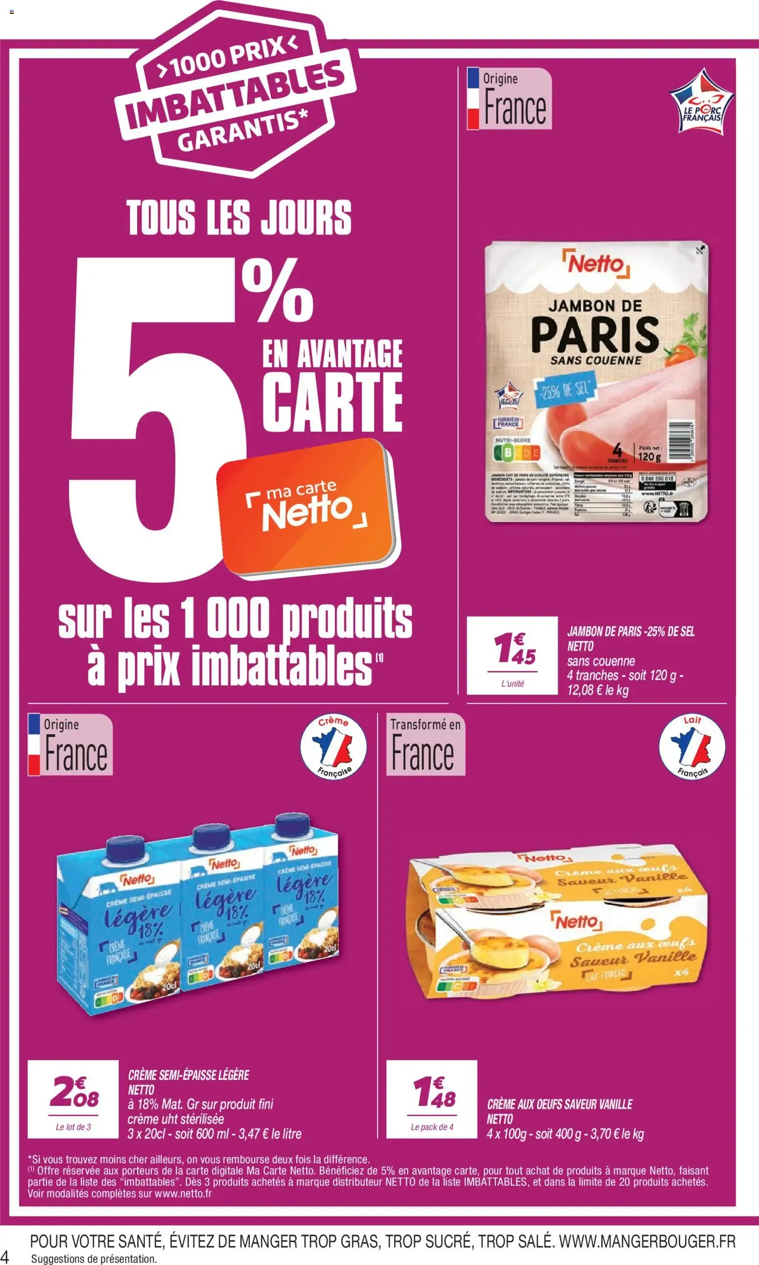 Netto - le rayon frais à prix bas à partir du 28/07/2026 - promo en ligne du 28 juillet au 3 août 2026 - Catalogue page 4