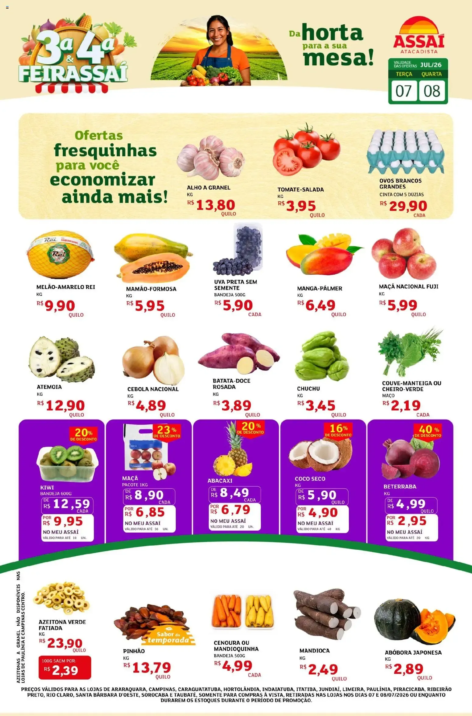 Encarte de Assaí Atacadista: 3ª e 4ª Feirassai - Ofertas de Hortifrúti 7 de julho até 8 de julho 2026 - Pagina 1