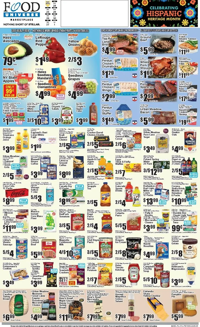 Current Food Universe leaflet valid from Friday 09/25/2026 to Thursday 10/01/2026