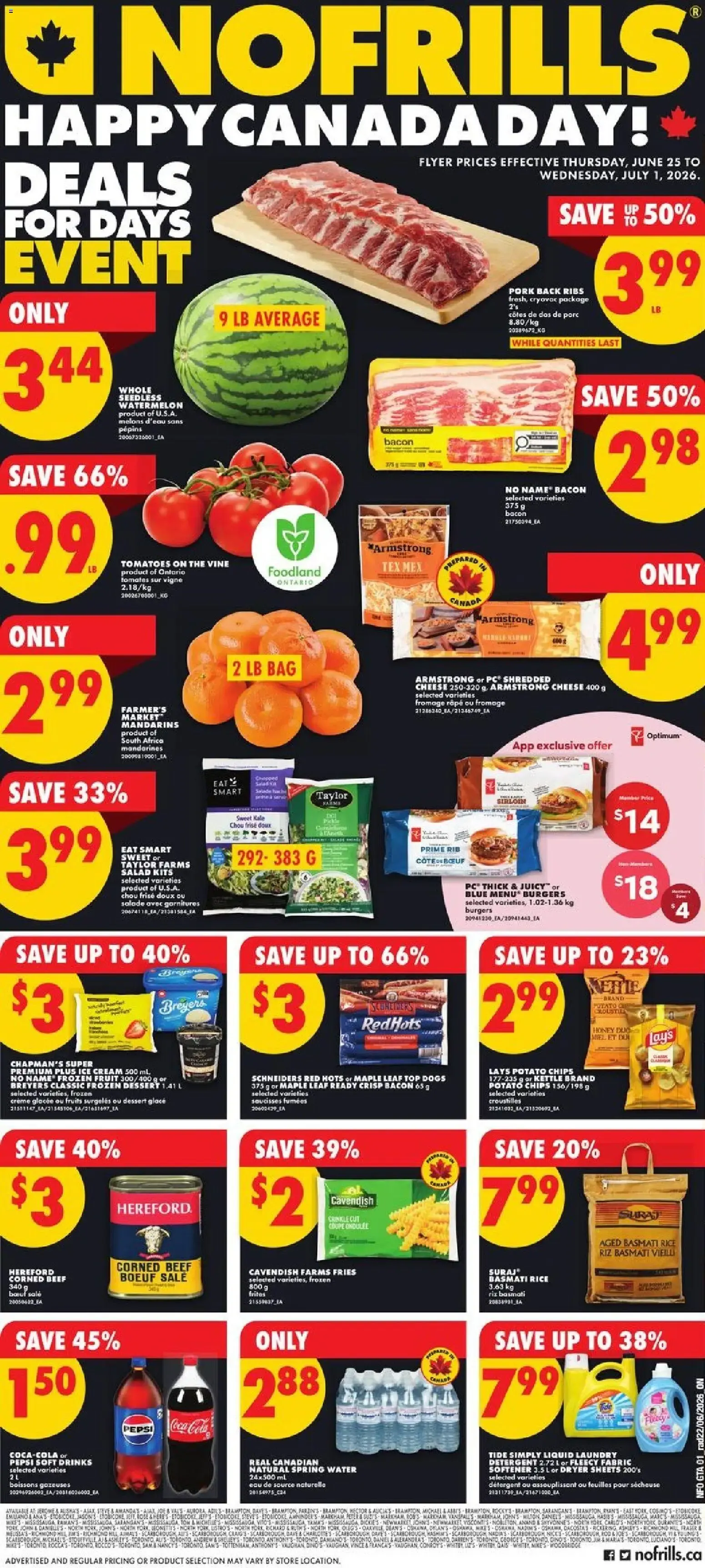 No Frills Happy Canada Day! Deals For Days Event from June 25 to July 1 2026 - flyer page 1