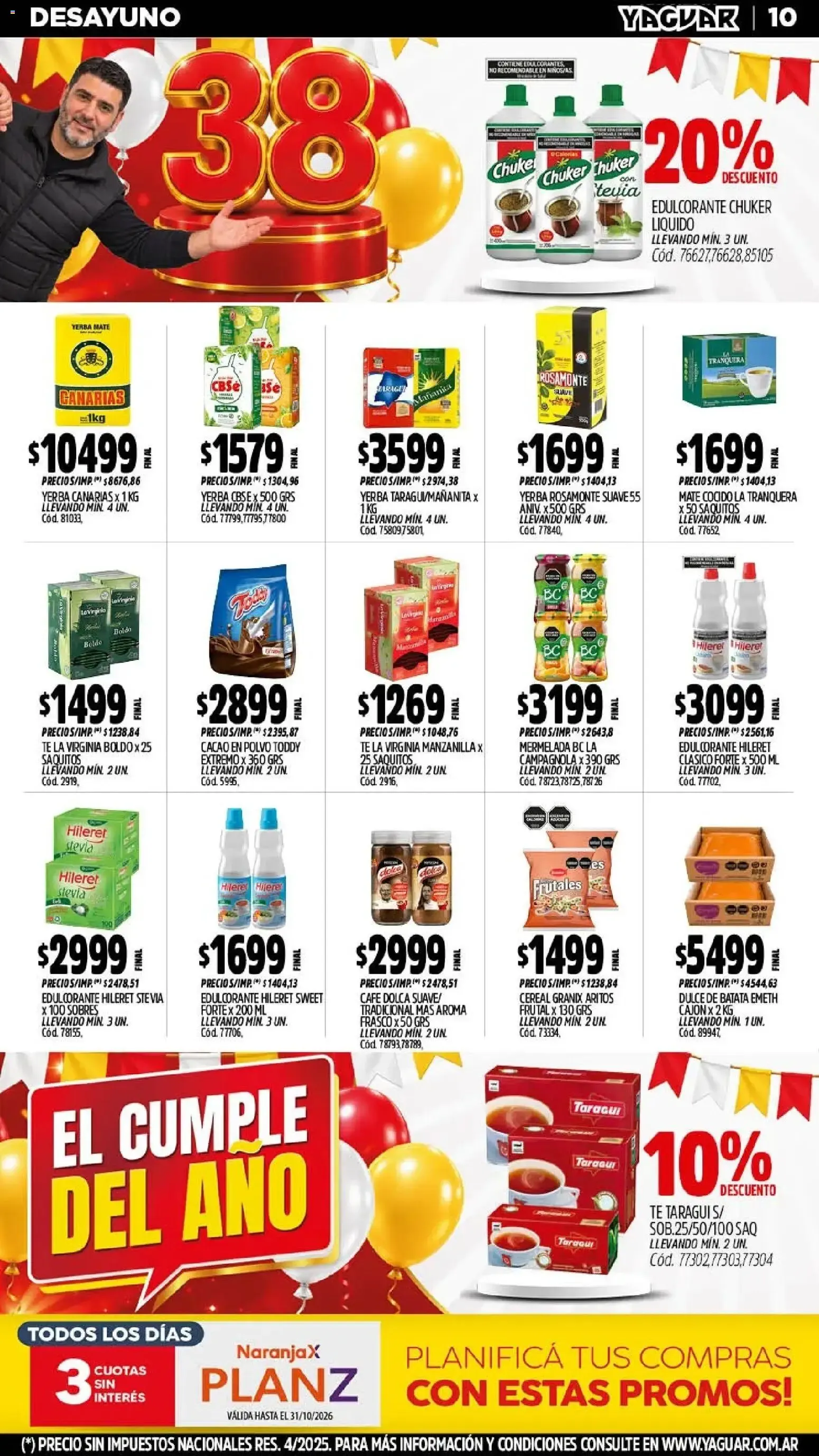 Ofertas de Mayorista Yaguar: El Cumple del Año 38 19 de octubre al 25 de octubre 2026 - Página 11 del catálogo