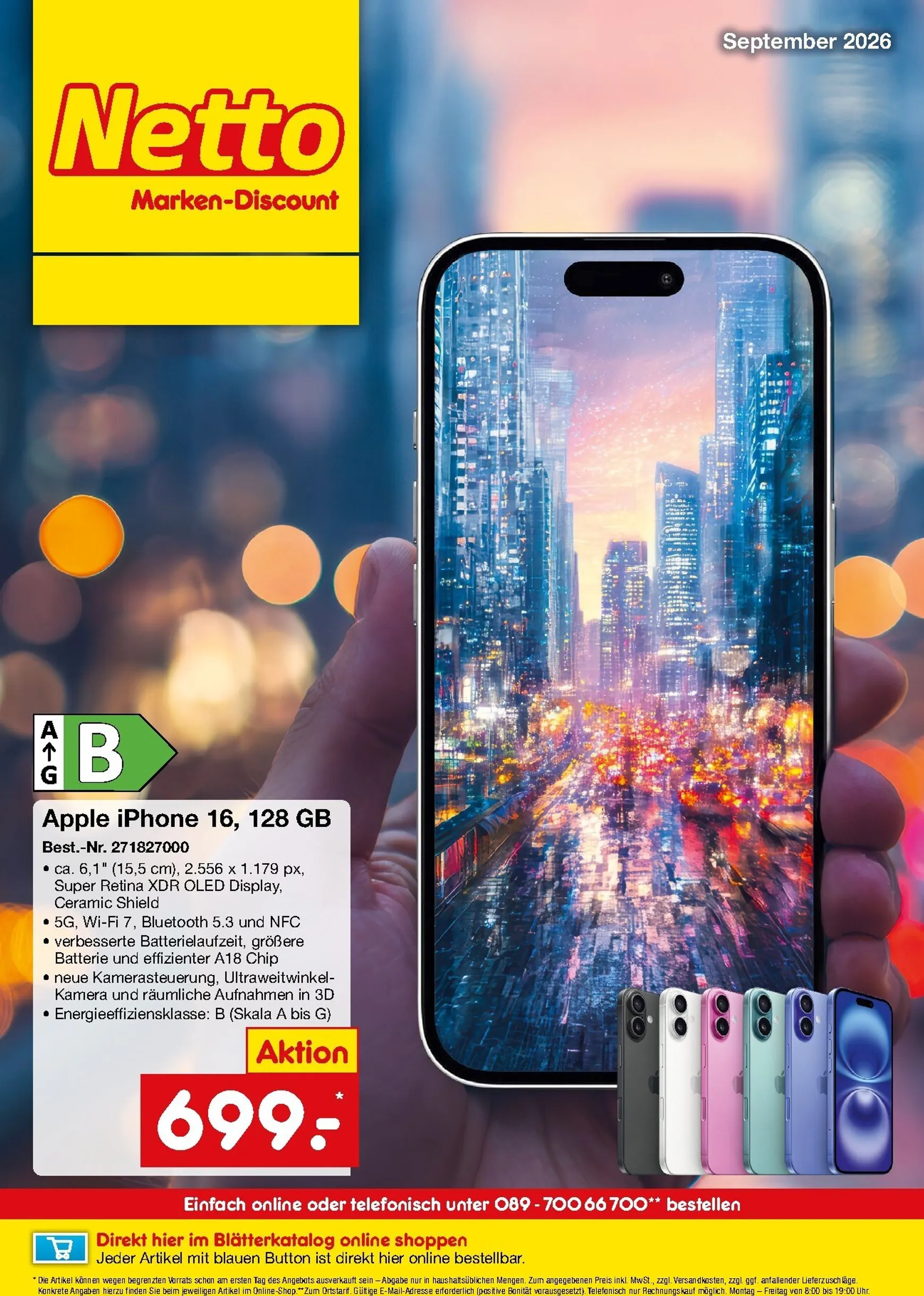 Apple iPhone 16, 128 GB - Aktion von 1. September bis 30. September 2026 - Prospekt seite 1