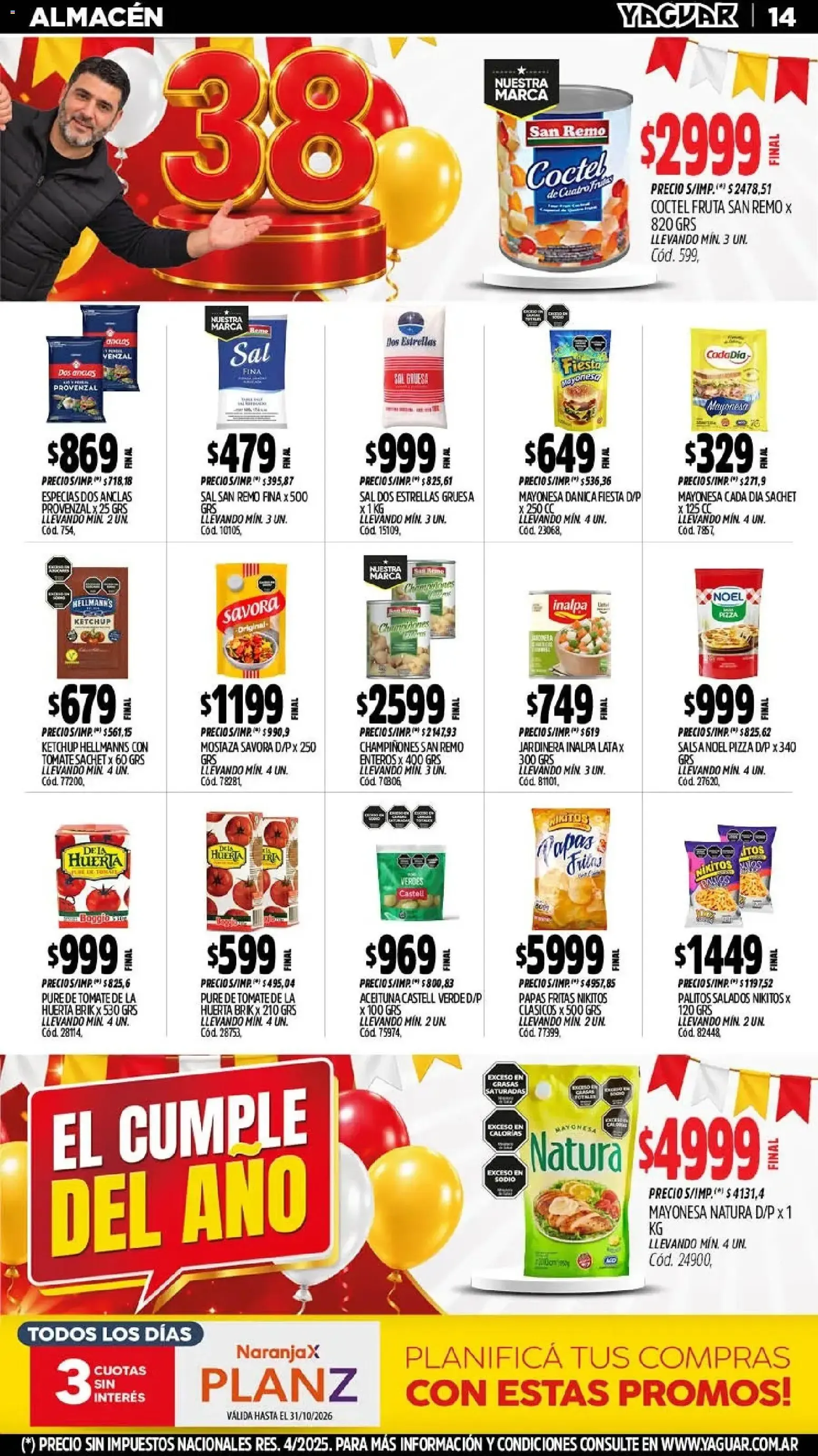 Ofertas de Mayorista Yaguar - El Cumple del Año 38 26 de octubre al 31 de octubre 2026 - Página 14 del catálogo
