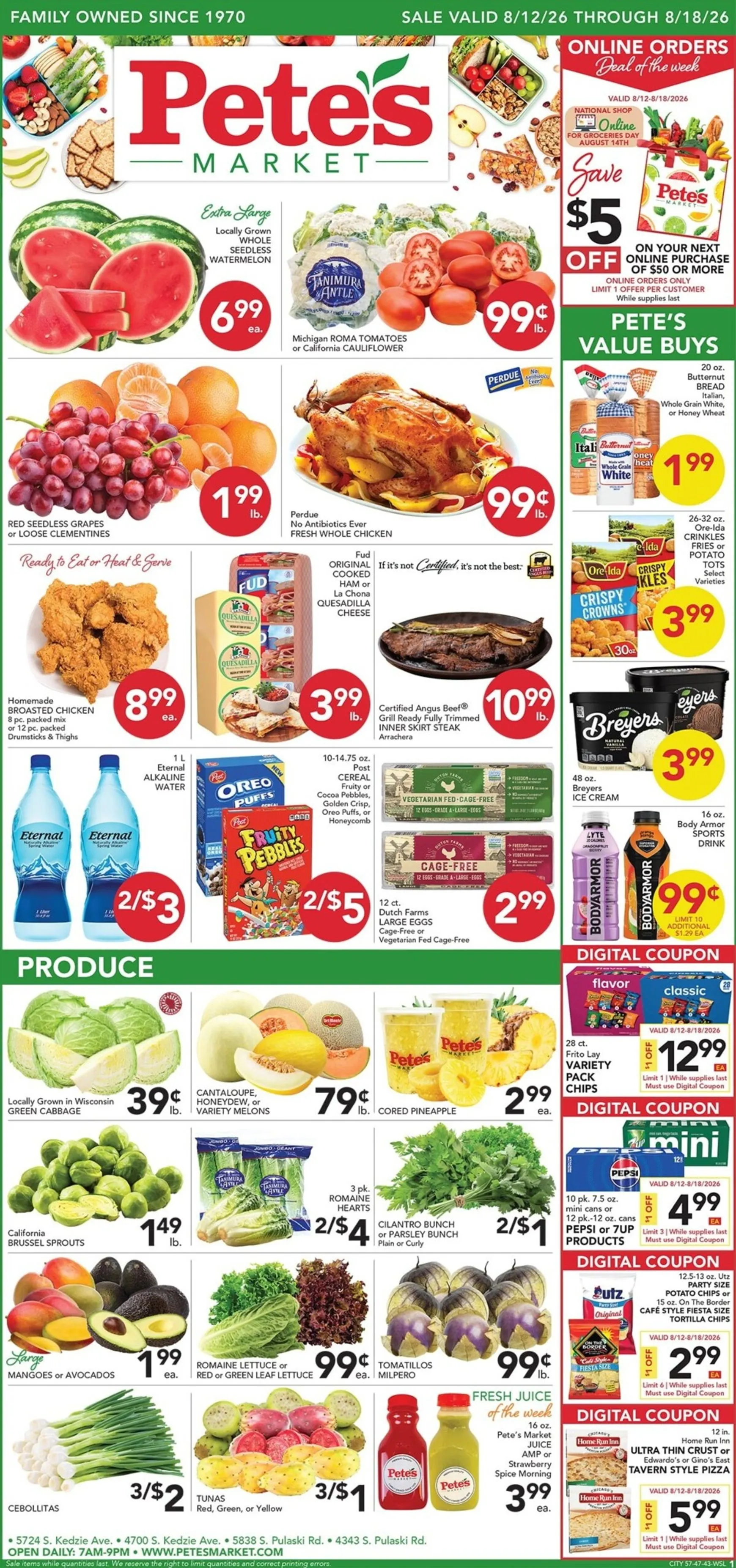 Weekly ad Current Pete's Fresh Market - 57th & Kedzie leaflet valid from Wednesday 08/12/2026 to Tuesday 08/18/2026 from August 12 to August 18 2026 - Page 1