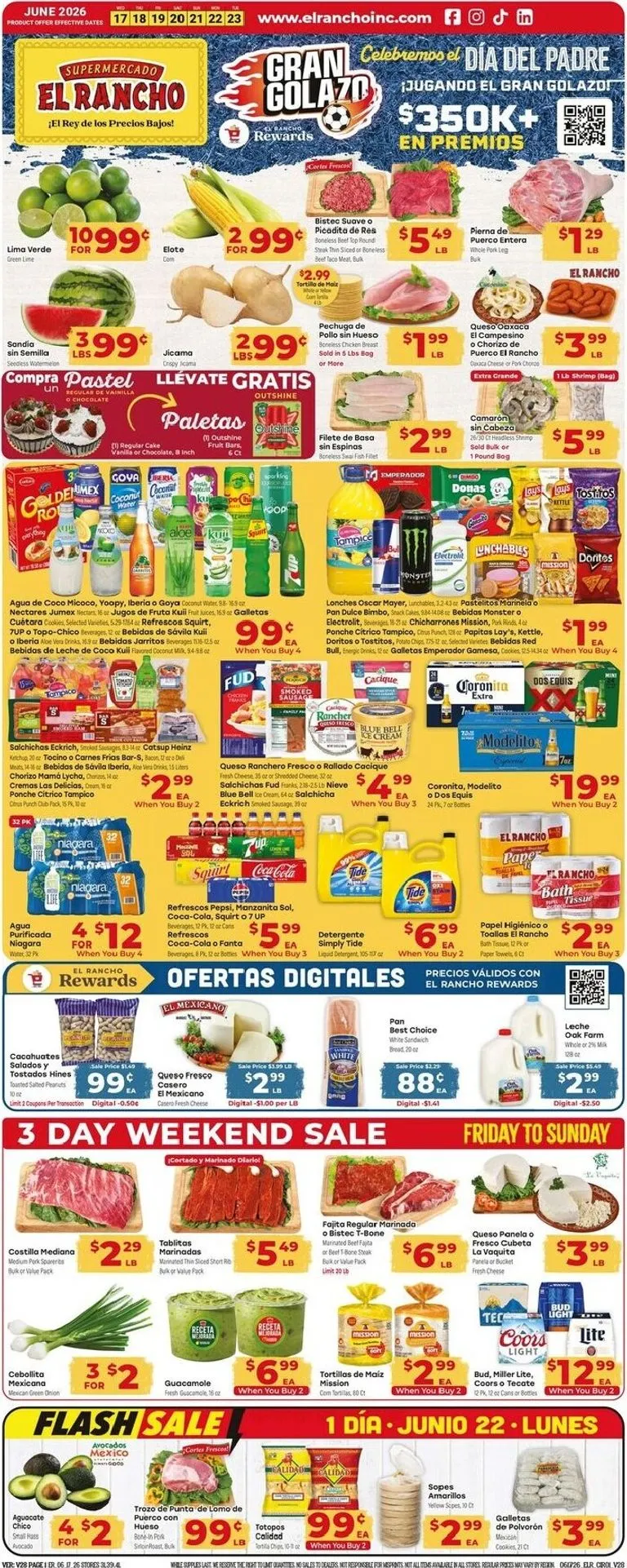 Weekly ad SUPERMERCADO EL RANCHO - Gran Golazo: Celebrando el Día del Padre from June 17 to June 23 2026 - Page 1