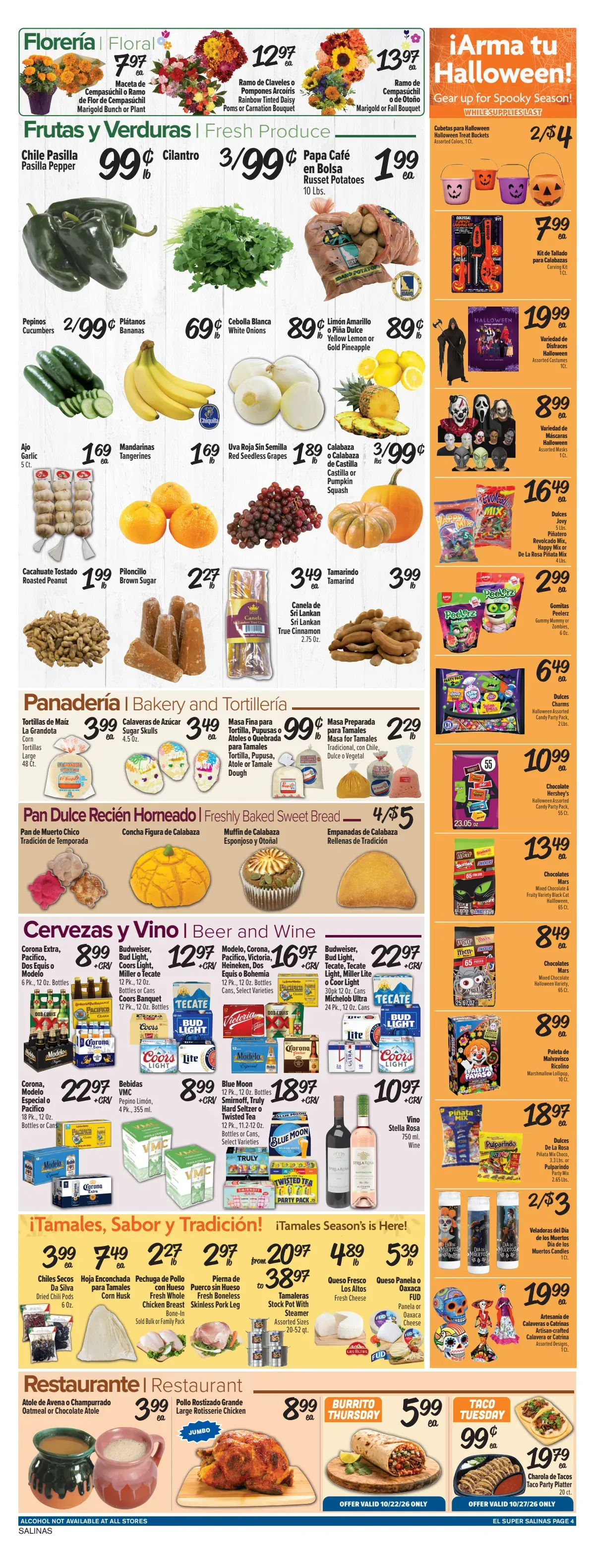 Weekly promotion Current El Super - Salinas leaflet valid from Wednesday 10/21/2026 to Tuesday 10/27/2026 spanning from October 21 to October 27 2026 - Page 4 for Catalogue 365