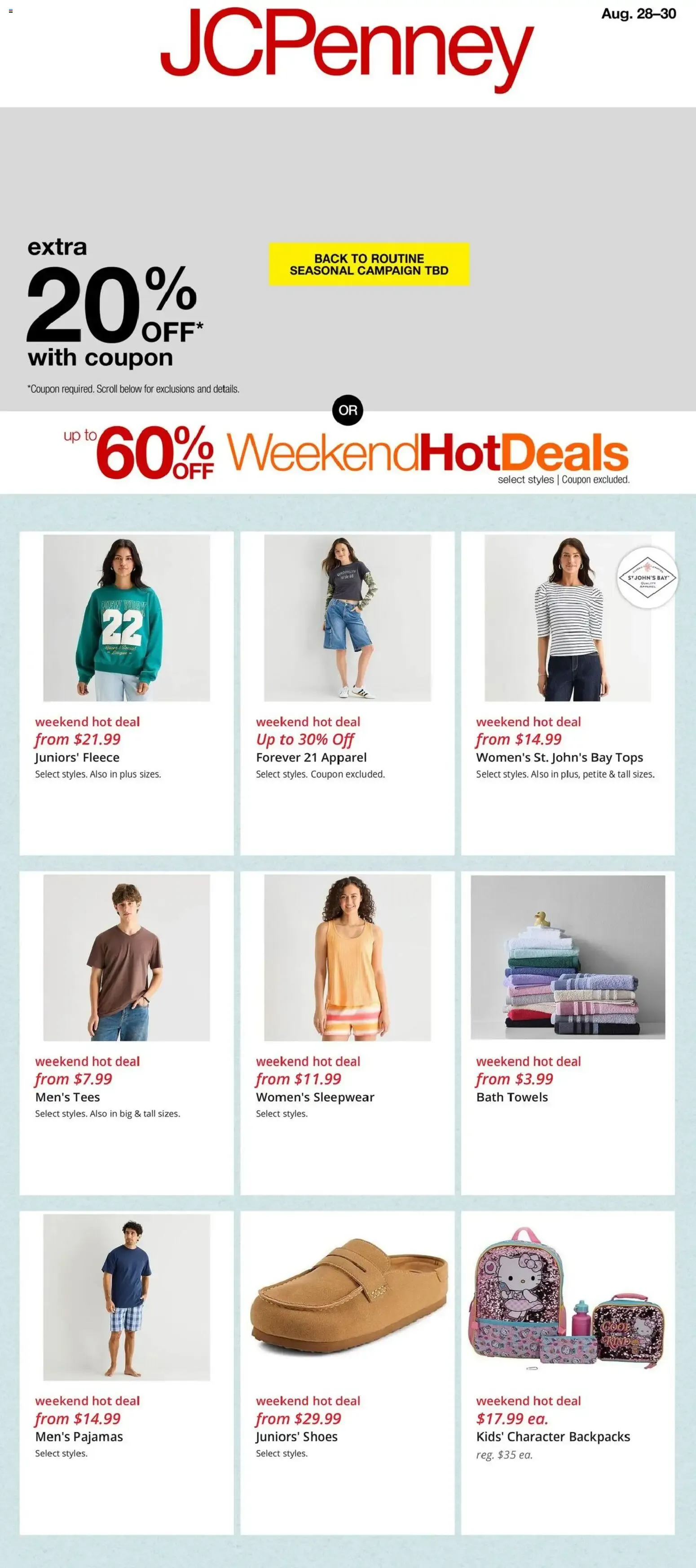 Weekly ad JCPenney Weekly Ad from 08/24/2026 - Flyer from August 28 to August 30 2026 - Page 1