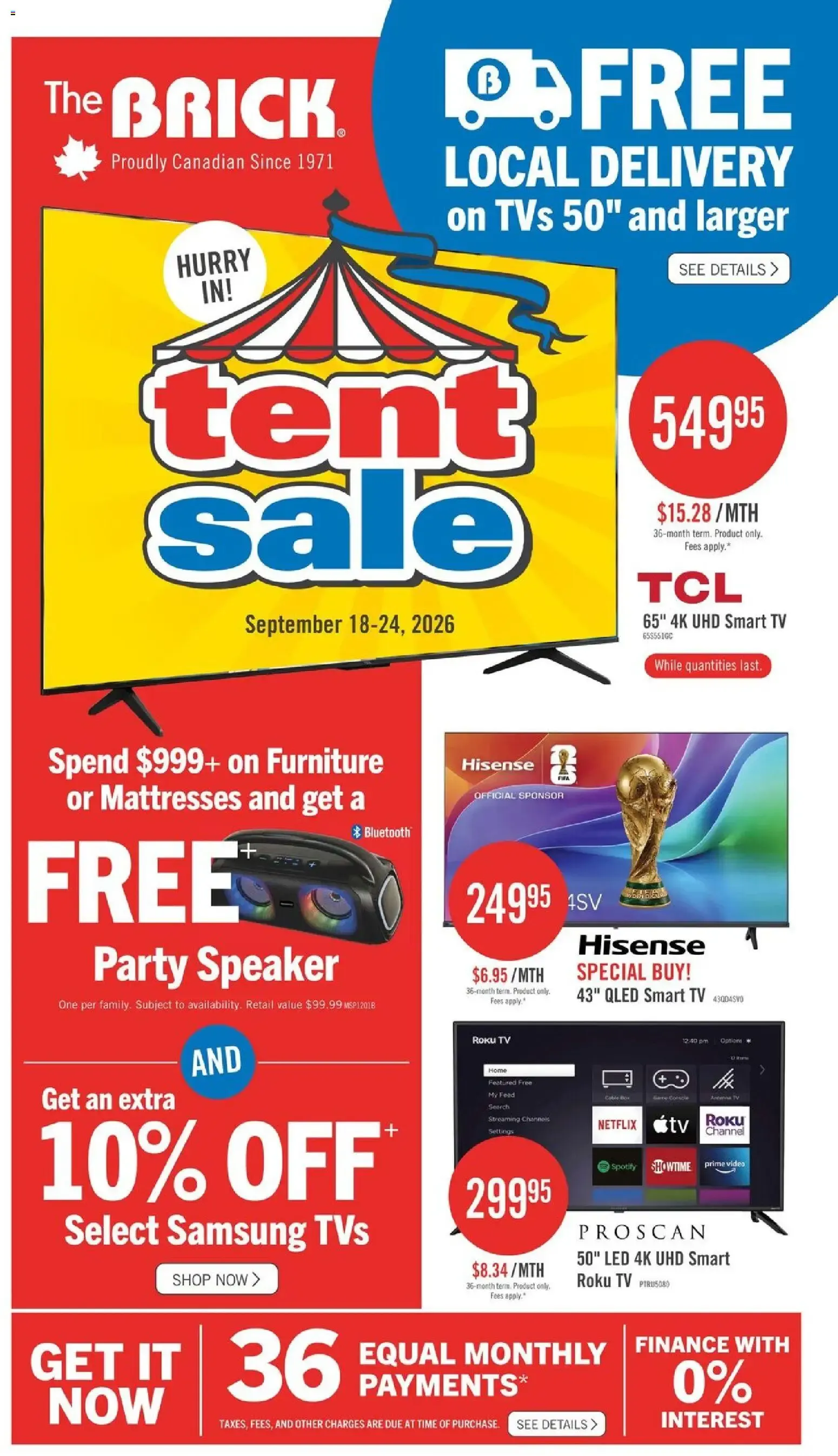 The Brick - Electronics flyer from Sep 18, 2026 > weekly specials & deals from September 18 to September 24 2026 - flyer page 1