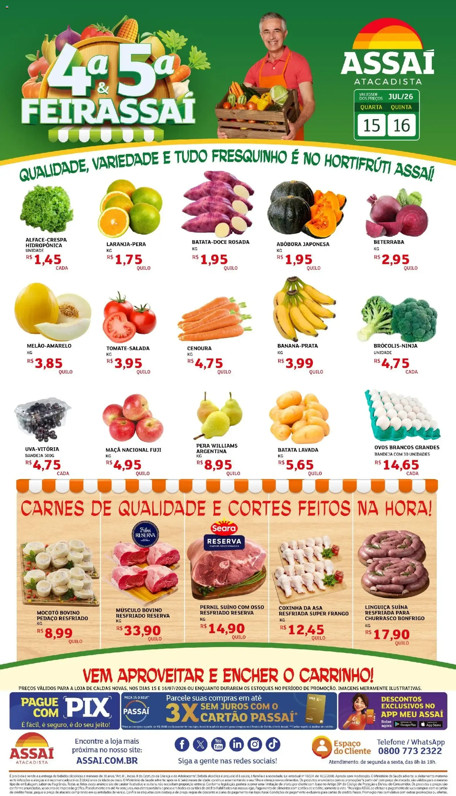 Encarte de Assaí Atacadista - 4a & 5a Feirassai: Ofertas de Hortifrúti y Carnes 15 de julho até 16 de julho 2026 - Pagina 1