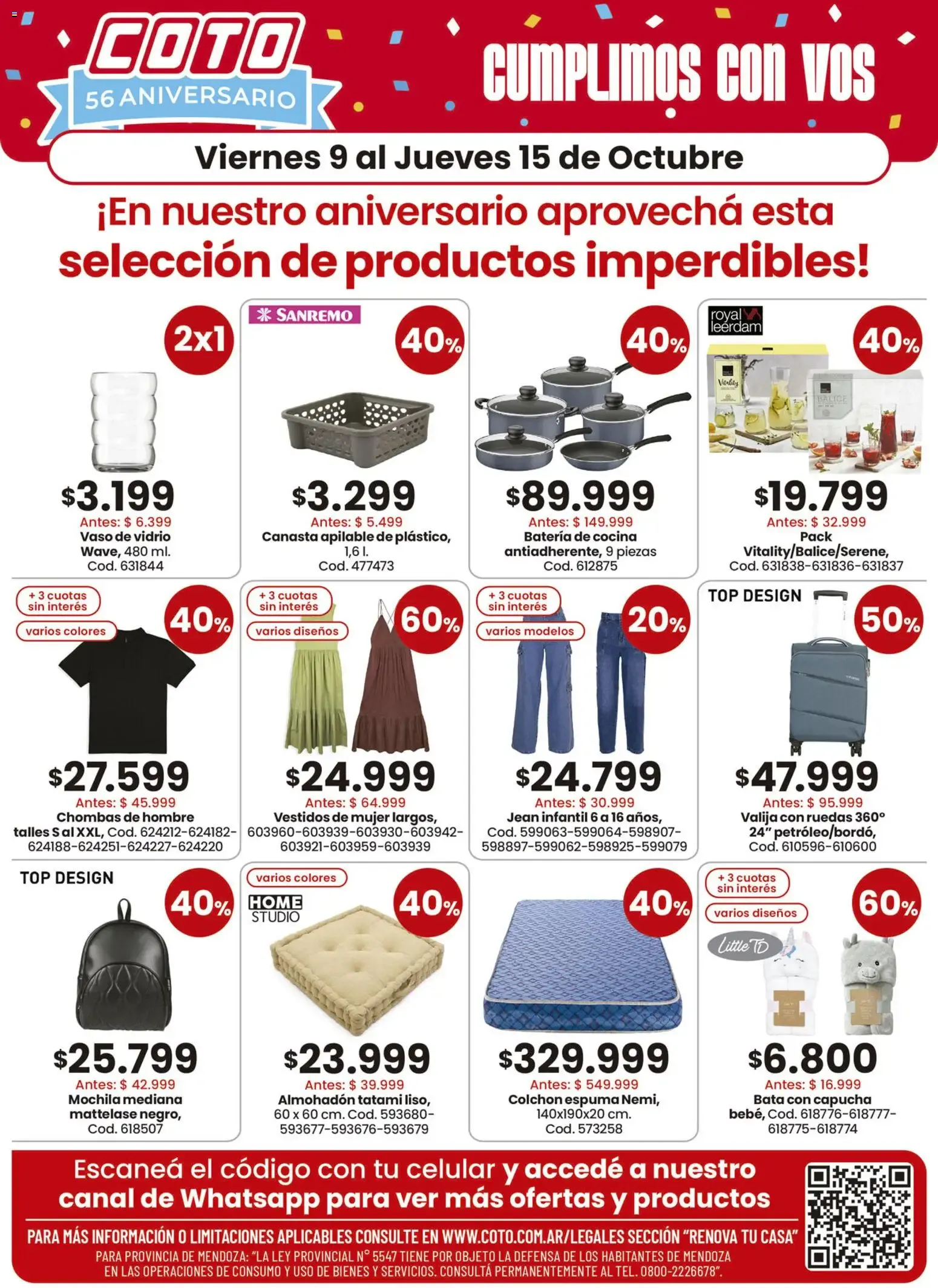 Ofertas de Coto: Ofertas de Aniversario - Selección de Productos Imperdibles 9 de octubre al 15 de octubre 2026 - Página 1 del catálogo
