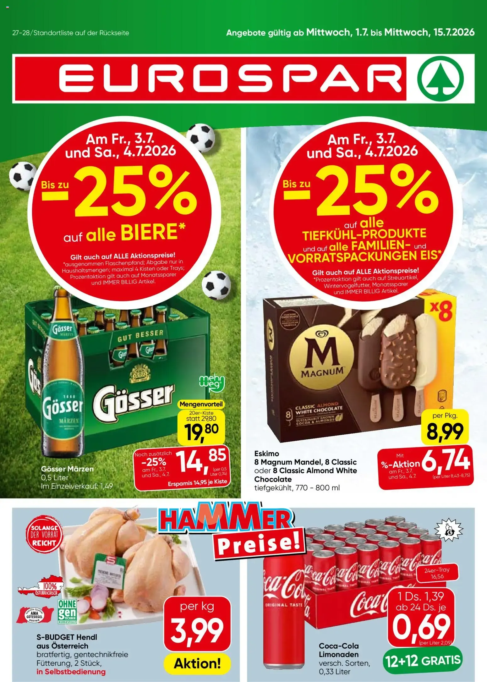 Eurospar Flugblatt von 01.07.2026 - Aktuelle Angebote von 1. Juli bis 15. Juli 2026 - Flugblätt seite 1