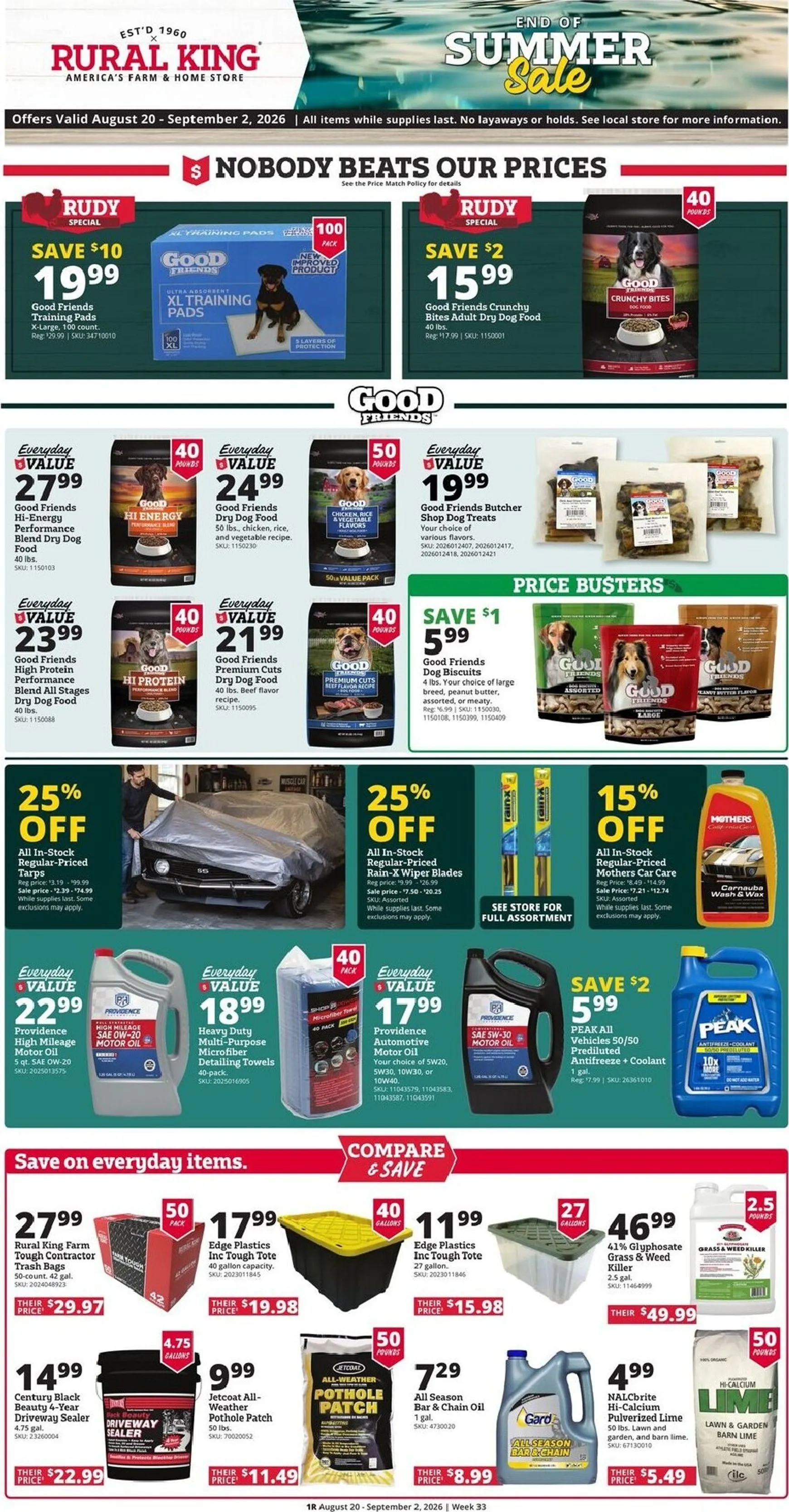 Current Rural King leaflet valid from Thursday 08/20/2026 to Wednesday 09/02/2026