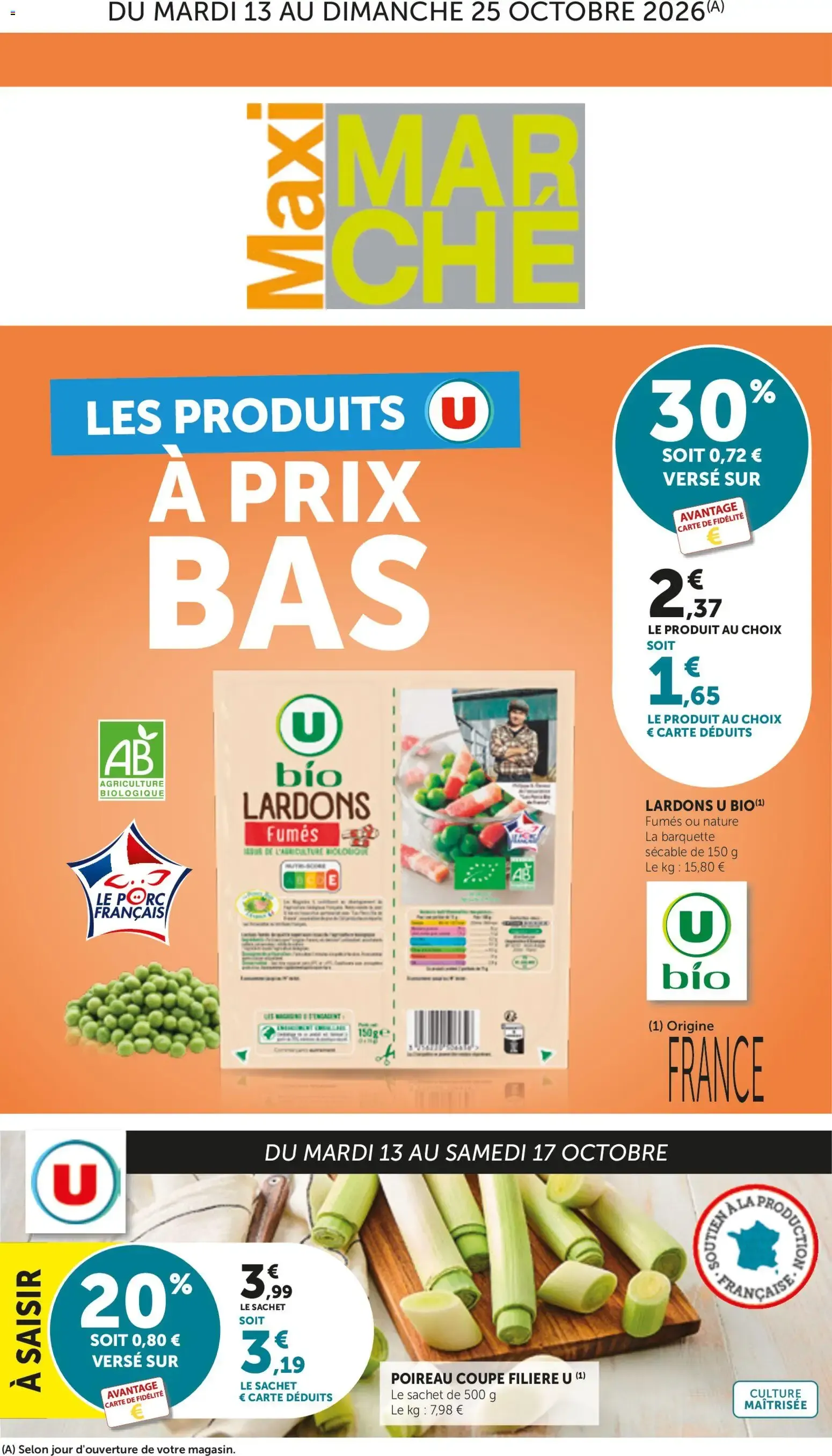 bi1 Catalogue Maxi marché à prix bas à partir du 13/10/2026 - promo en ligne du 13 octobre au 25 octobre 2026 - Catalogue page 1