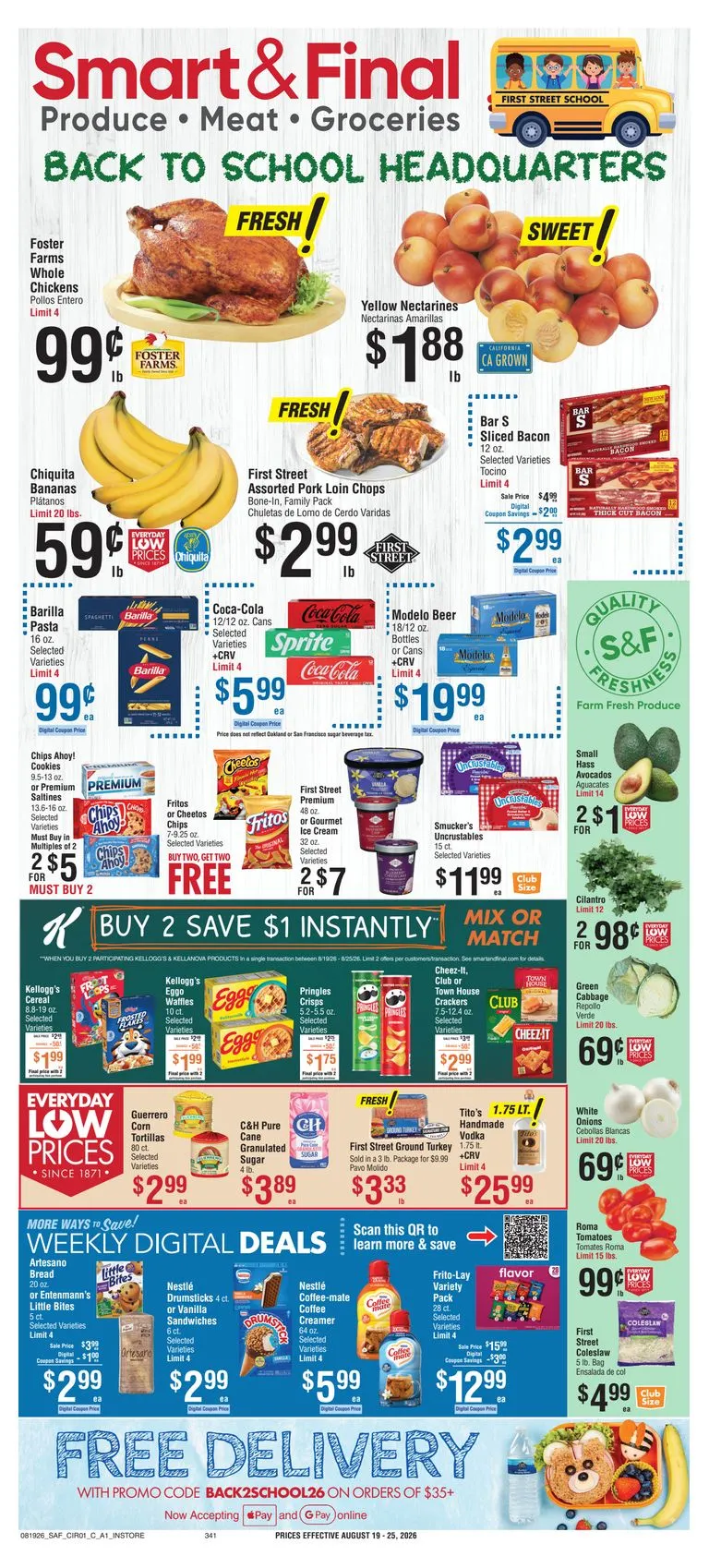 Weekly promotion Current Smart & Final leaflet valid from Wednesday 08/19/2026 to Tuesday 08/25/2026 spanning from August 19 to August 25 2026 - Page 1 for Catalogue 365
