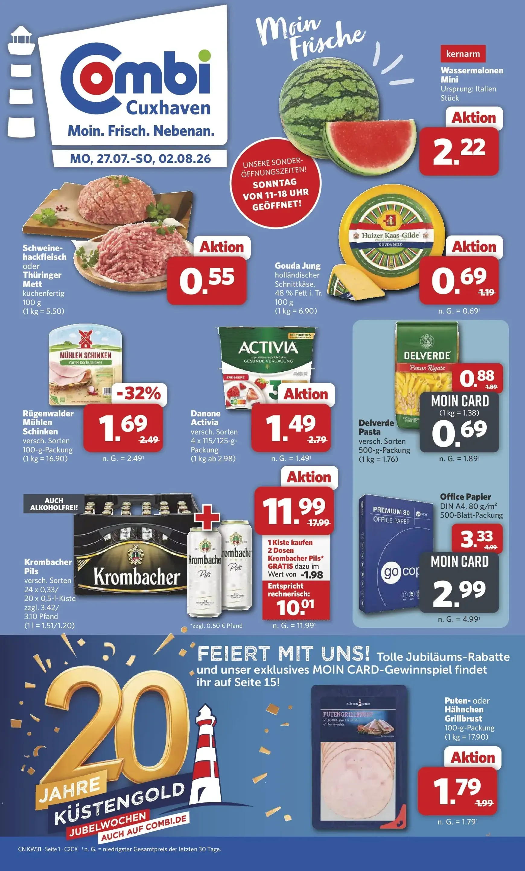 Combi - Cuxhaven Prospekt – von Montag 27.07.2026 bis Sonntag 02.08.2026 von 27. Juli bis 2. August 2026 - Prospekt seite 1