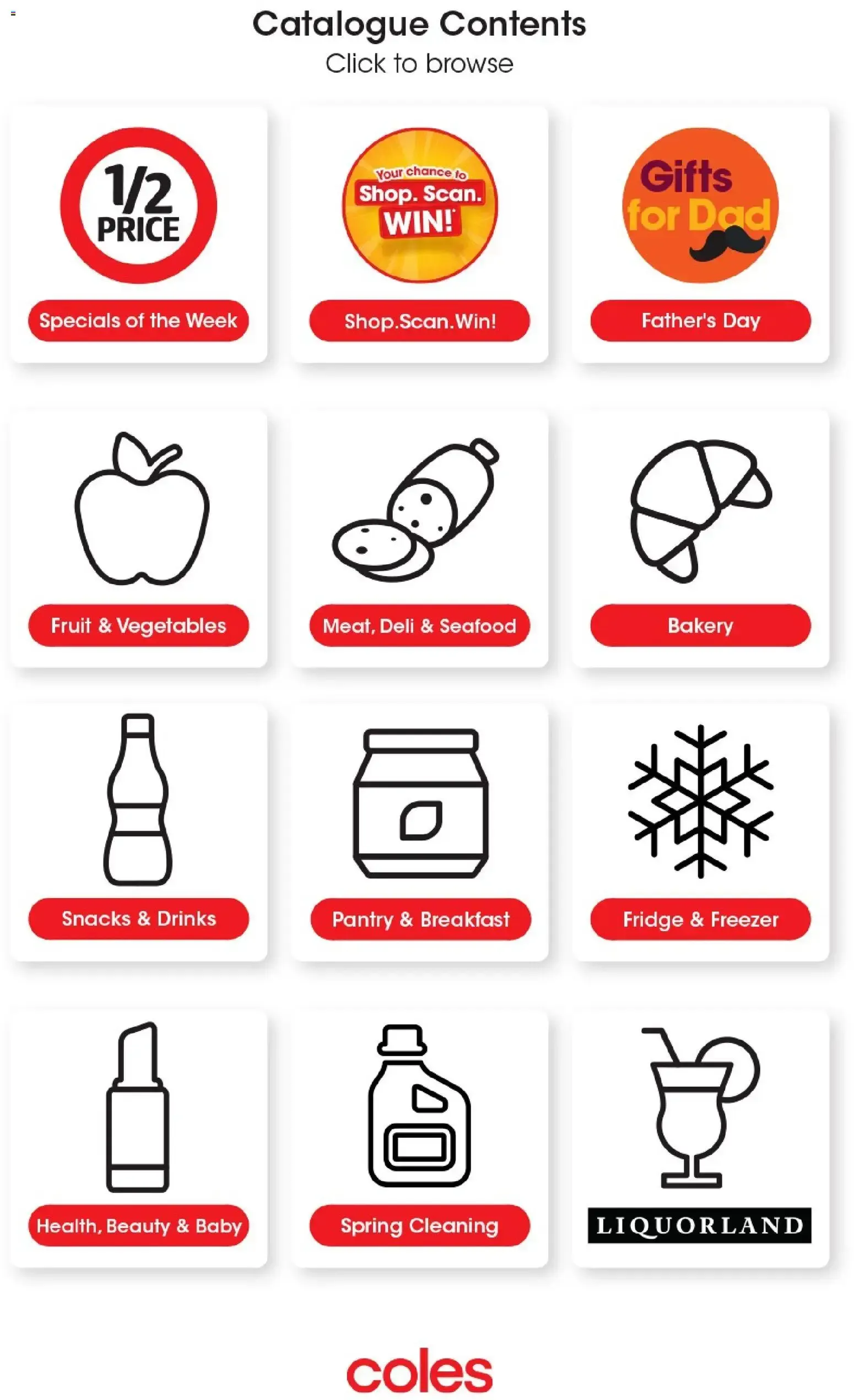 Coles Catalogue Contents - Catalogue valid from 26 August to 1 September 2026 - page 1