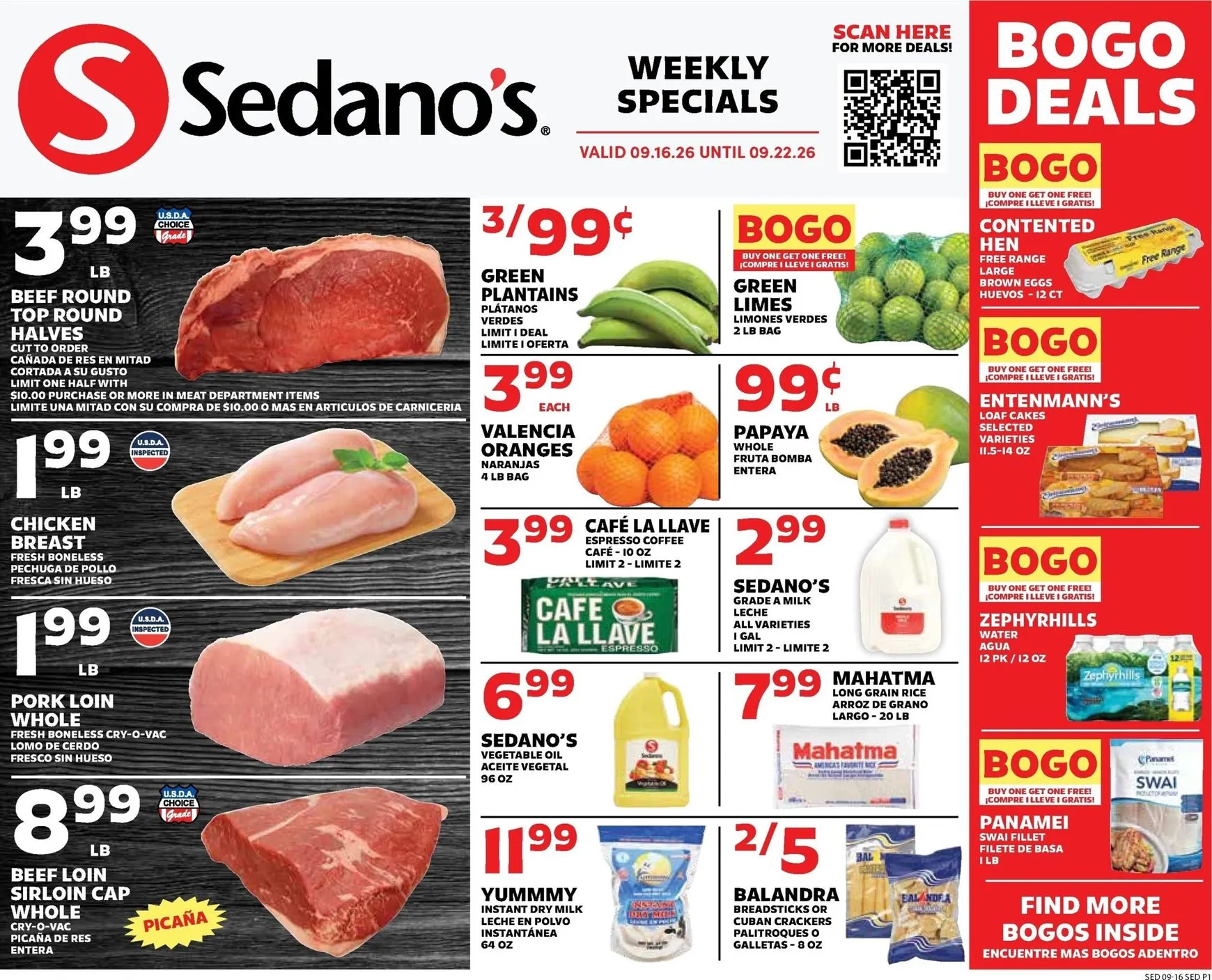 Weekly ad Current Sedano's leaflet valid from Wednesday 09/16/2026 to Tuesday 09/22/2026 from September 16 to September 22 2026 - Page 1