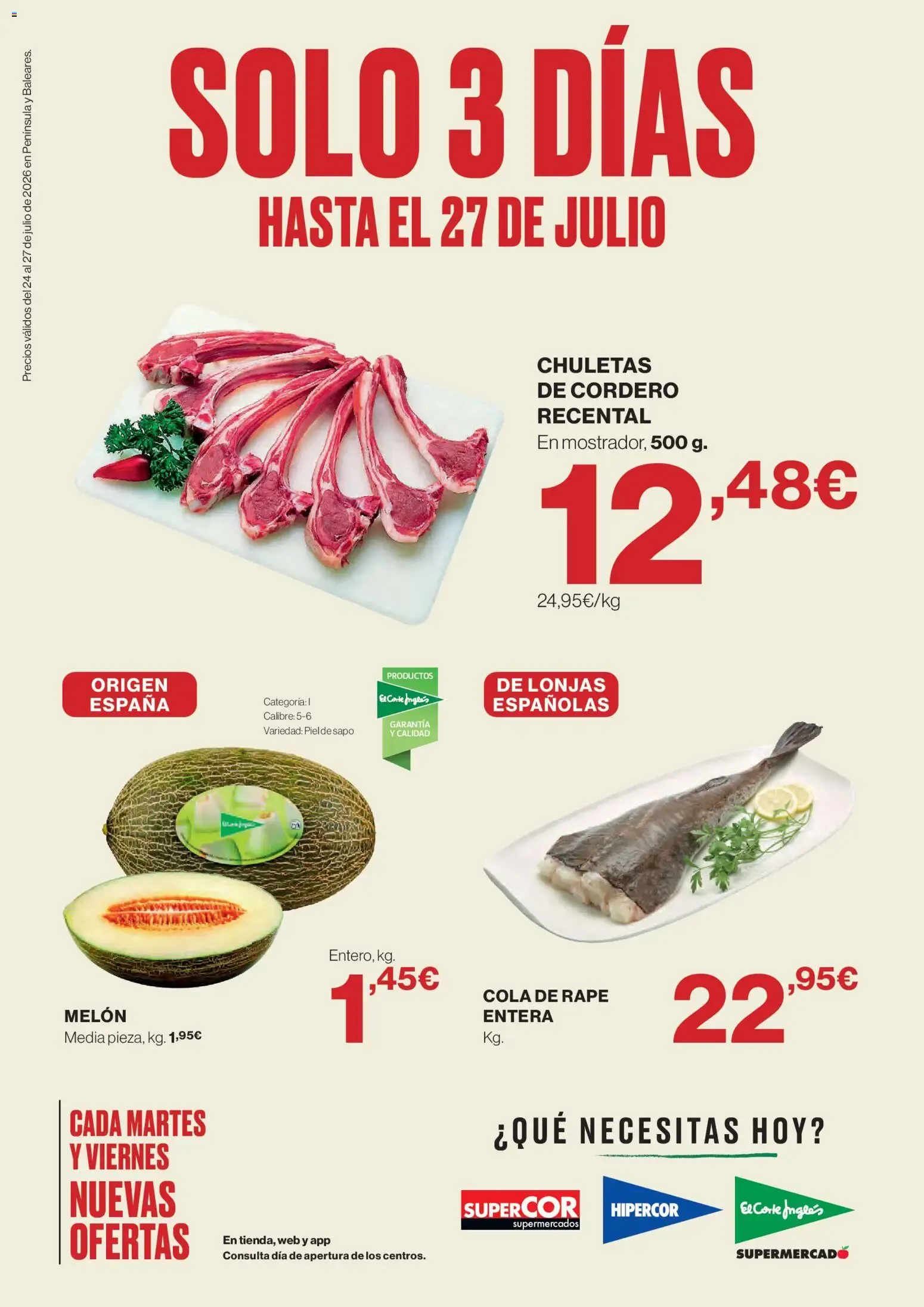 Catálogo de Hipercor Solo 3 días del 24/07/2026 | folleto 24 de julio al 27 de julio 2026 - Página 1
