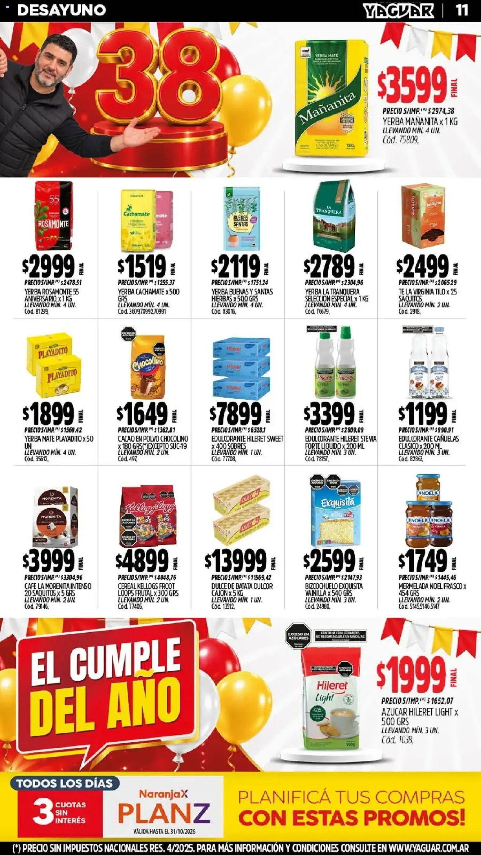 Ofertas de Mayorista Yaguar - El Cumple del Año 38 26 de octubre al 1 de noviembre 2026 - Página 12 del catálogo