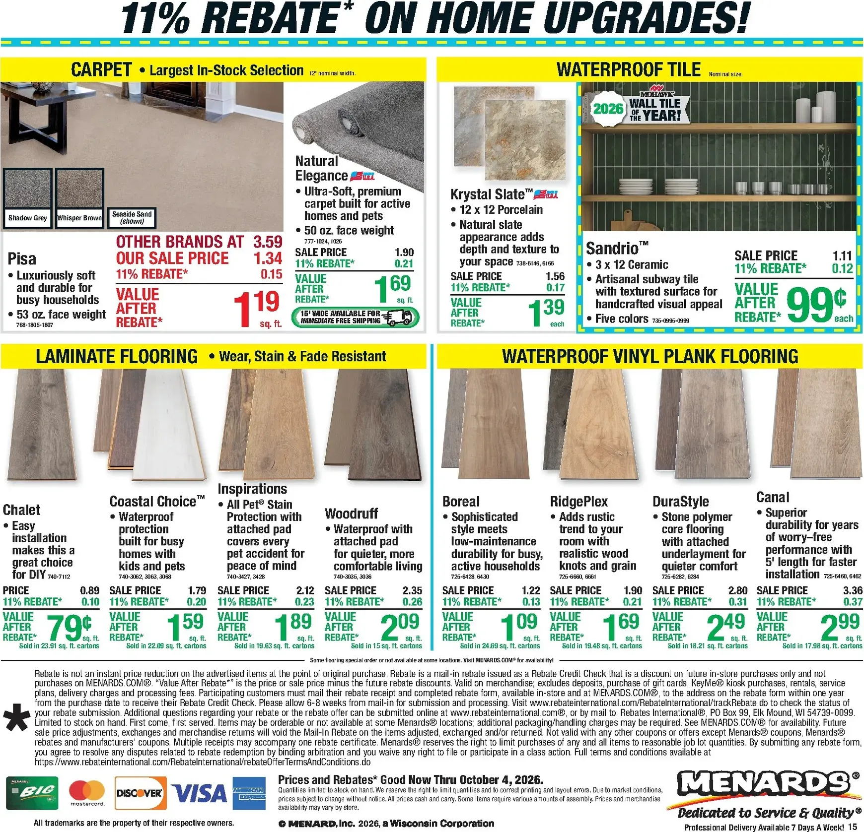 Weekly promotion Current Menards - 11% Rebate Sale leaflet valid from Thursday 09/24/2026 to Sunday 10/04/2026 spanning from September 24 to October 4 2026 - Page 22 for Catalogue 365
