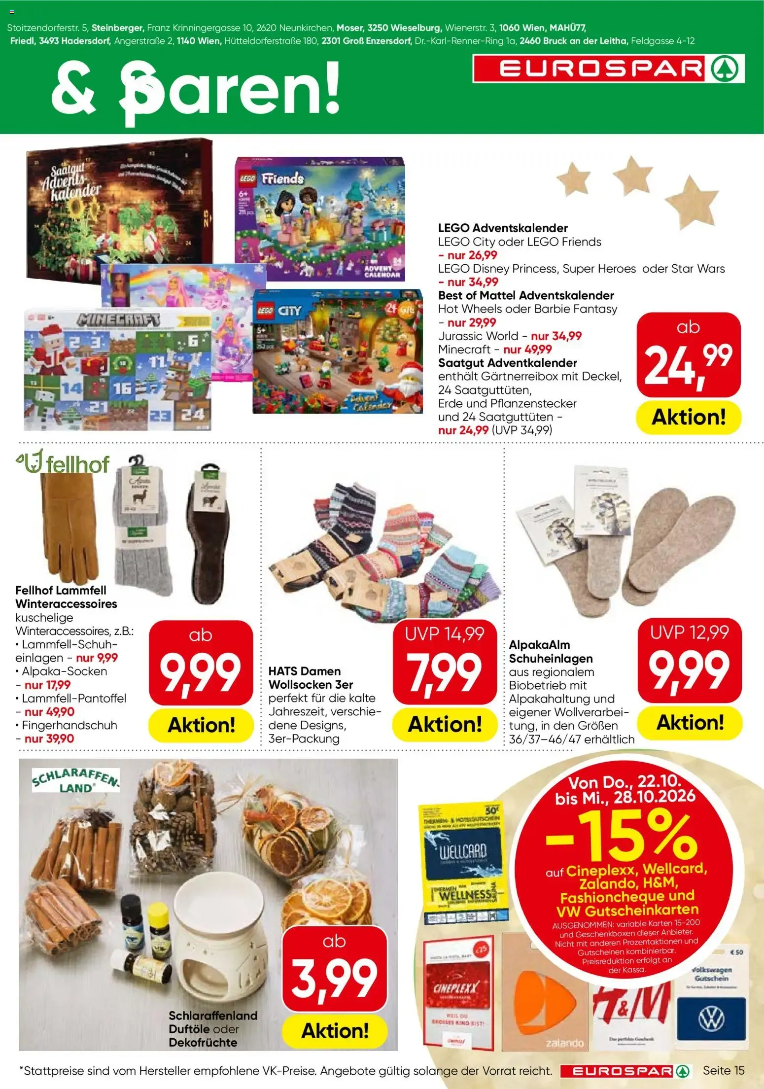 Eurospar Flugblatt von 22.10.2026 - Aktuelle Angebote von 22. Oktober bis 4. November 2026 - Flugblätt seite  15