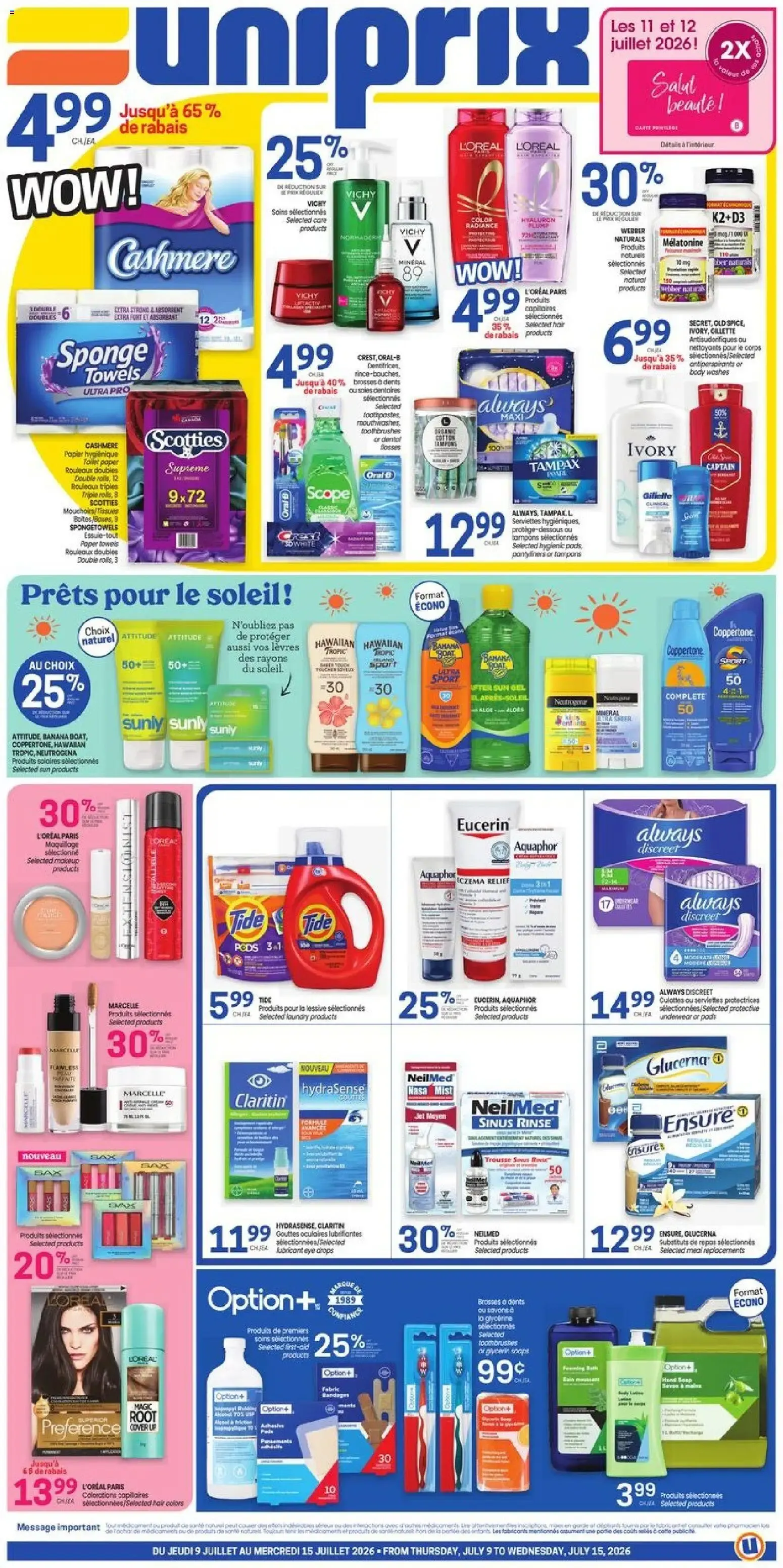 Uniprix weekly flyer / circulaire from Jul 9, 2026 > weekly specials & deals from July 9 to July 15 2026 - flyer page 1