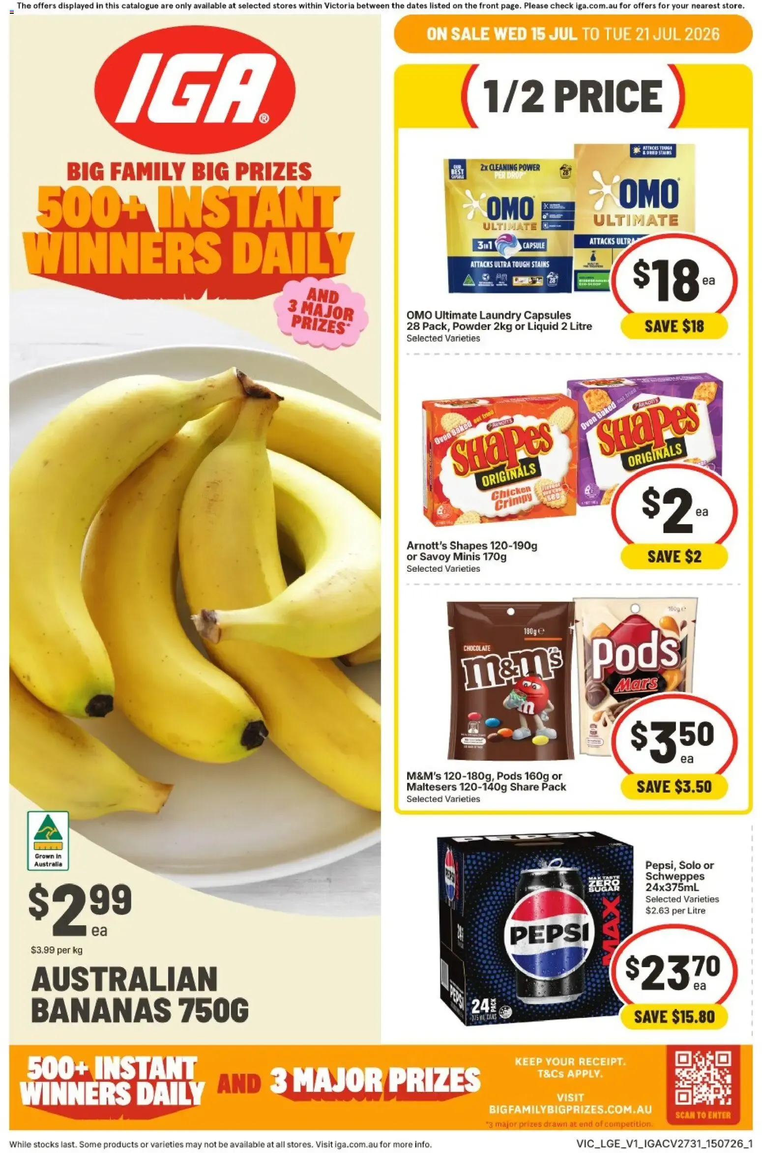 IGA Big Family Big Prizes - 500+ Instant Winners Daily - Catalogue valid from 15 July to 21 July 2026 - page 1