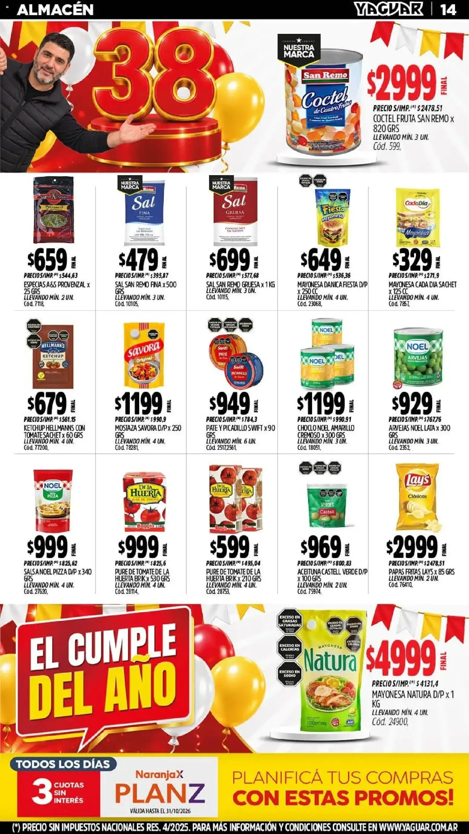 Ofertas de Mayorista Yaguar - El Cumple del Año 38 26 de octubre al 31 de octubre 2026 - Página 15 del catálogo