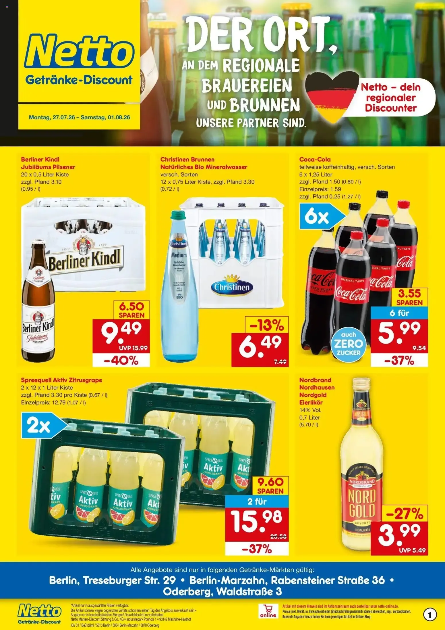 Netto Marken-Discount Prospekt Berlin (ab 27.07.2026) » Angebote von 27. Juli bis 1. August 2026 - Prospekt seite 1